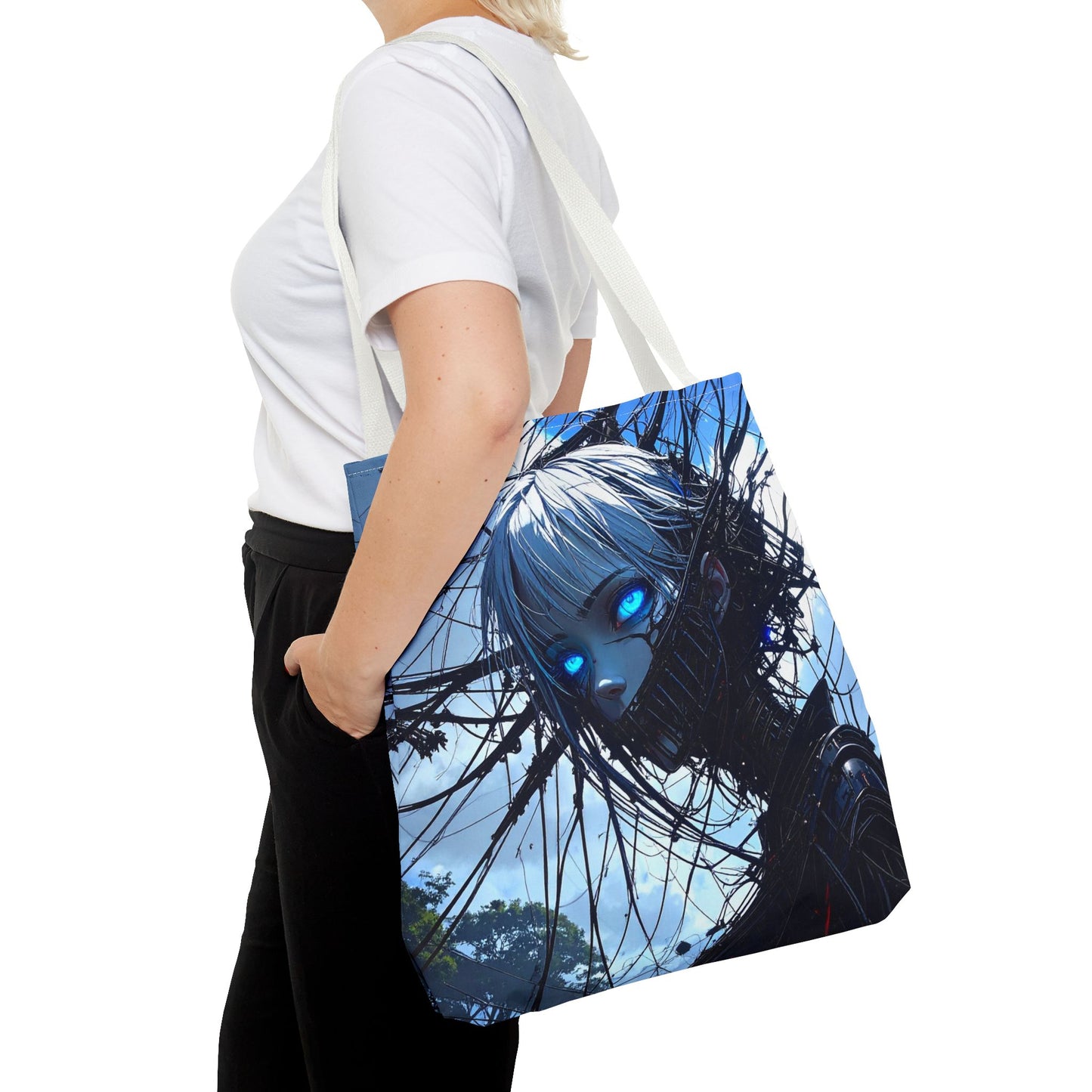 Futuristic Anime Tote Bag, Stylish Carry-All, Art Lover Gift, Unique Graphic Design Tote, Everyday Use Bag, Perfect for Shopping