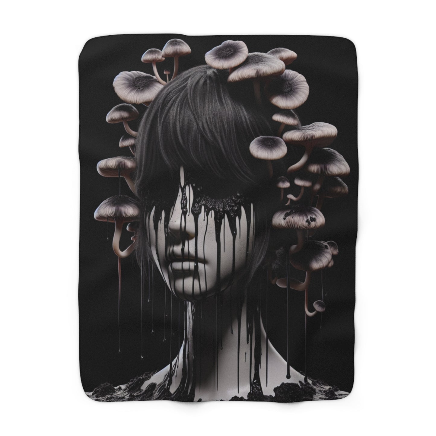 Mystical Mushroom Sherpa Fleece Blanket - Cozy & Artistic