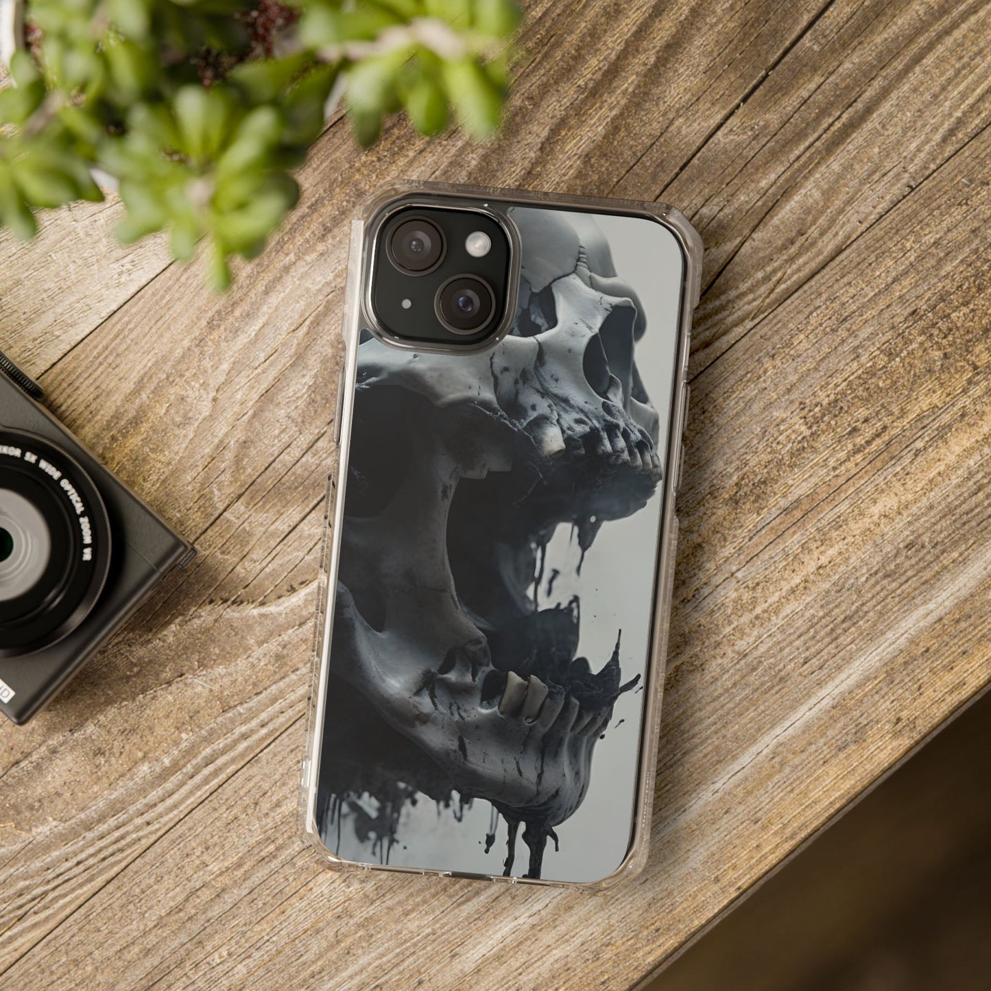 Unique Skull Design Magnetic Clear Impact Cases, Skull Phone Cases, Gothic Accessories, Halloween Gifts, Edgy Mobile Covers