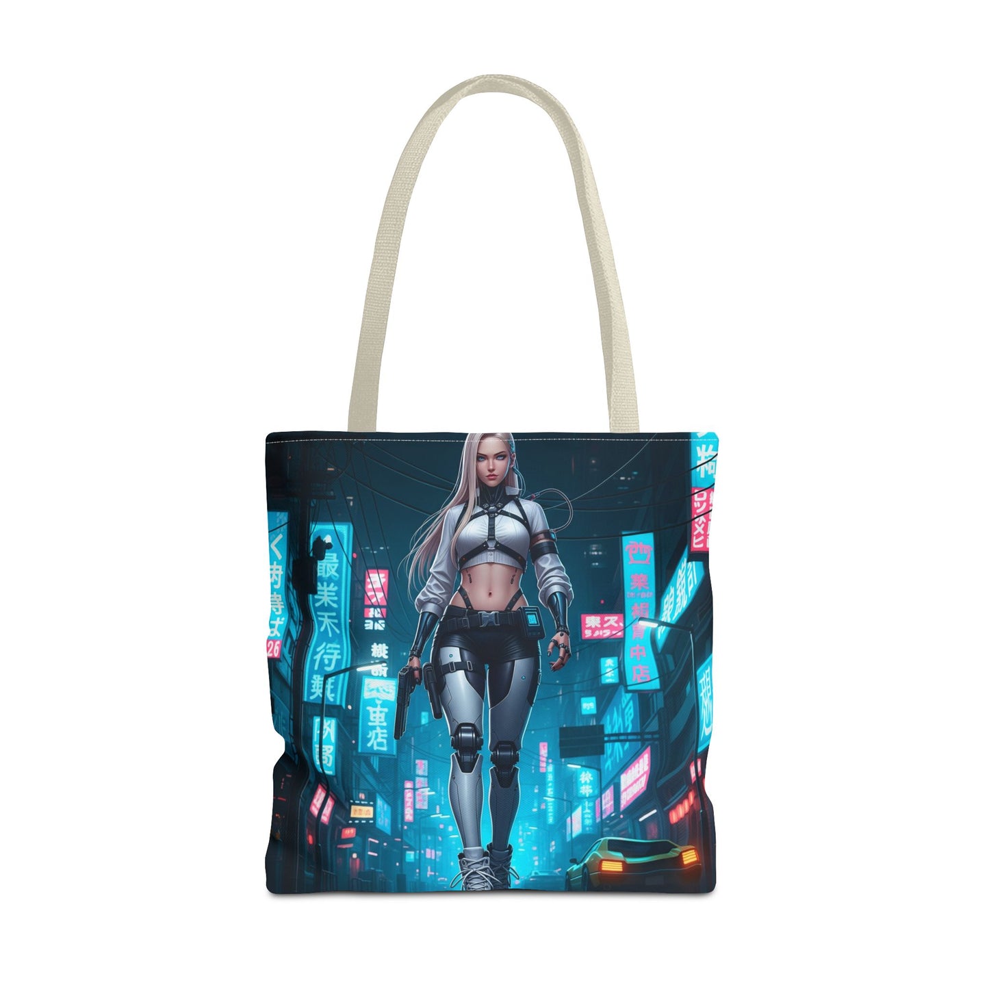 Futuristic Cyberpunk Tote Bag | Stylish Grocery Shopper, Fashion Accessory, Gift for Tech Lovers, Eco-Friendly Tote