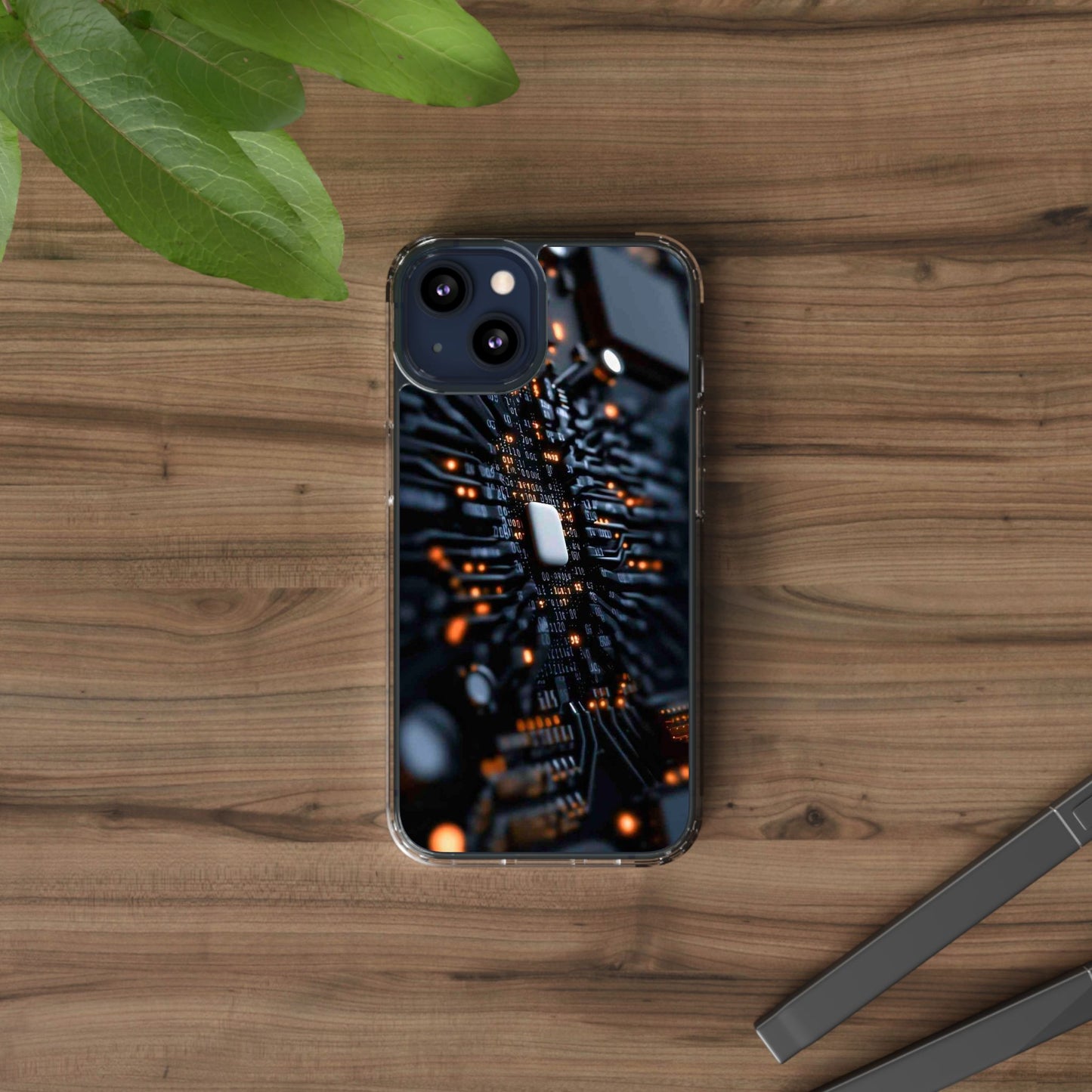 Clear Phone Case with Cyber Print