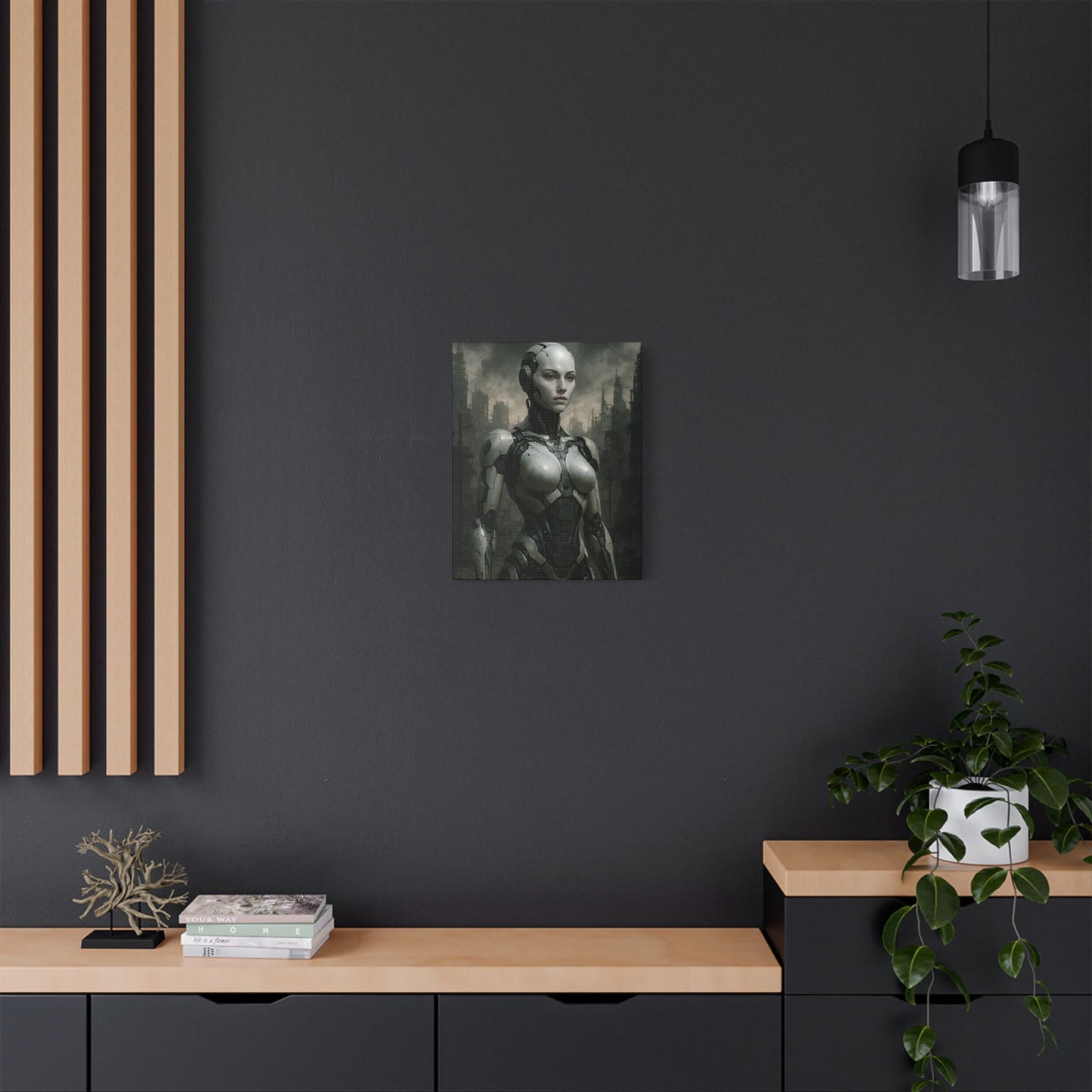 Futuristic Robot Art Canvas Print, Sci-Fi Home Decor, Modern Wall Art, Tech-Inspired Artwork, Gift for Tech Lovers