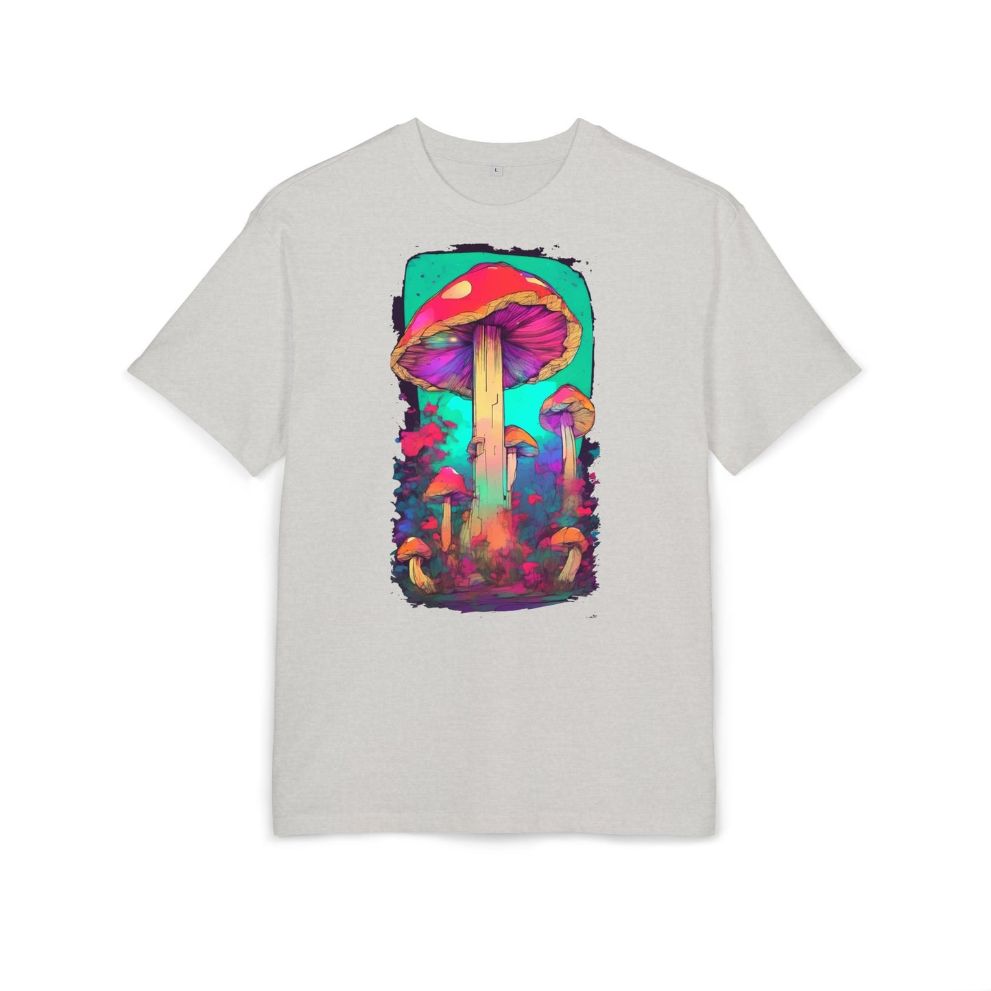 Vibrant Mushroom Art Oversized Tee, Unisex Graphic T-Shirt, Trendy Casual Style, Nature Lover Gift, Festival Clothing, Psychedelic Design