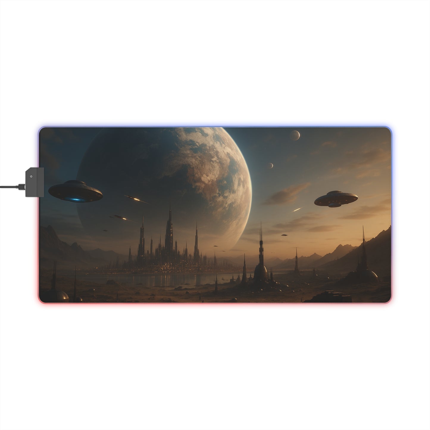 Futuristic LED Gaming Mouse Pad | LED Desk Mat for Gamers, RGB Mousepad, Gaming Accessories, Gamer Gift, Cyberpunk Decor