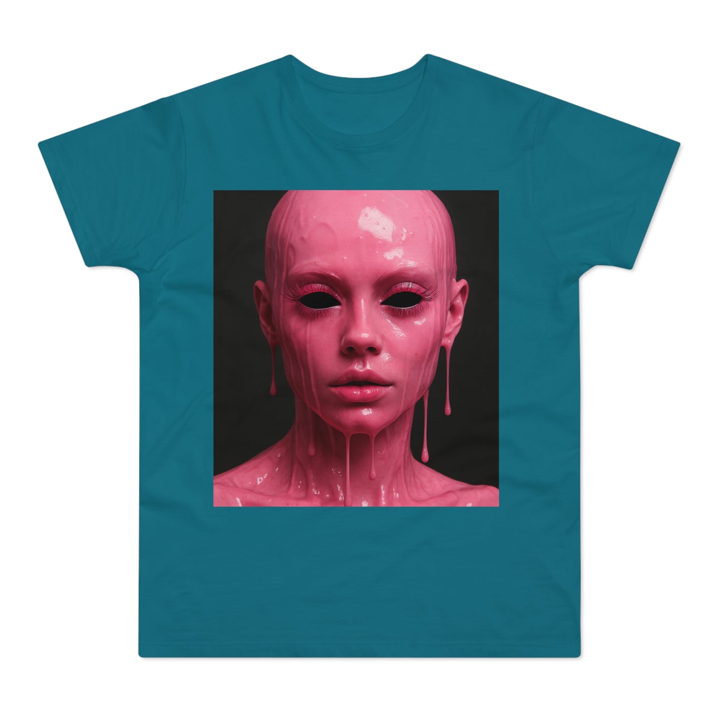 Artistic Pink Melting Face T-Shirt - Trendy Graphic Tee, Unique Gift, Statement Apparel, Festival Wear, Occasional Fashion, Street Style