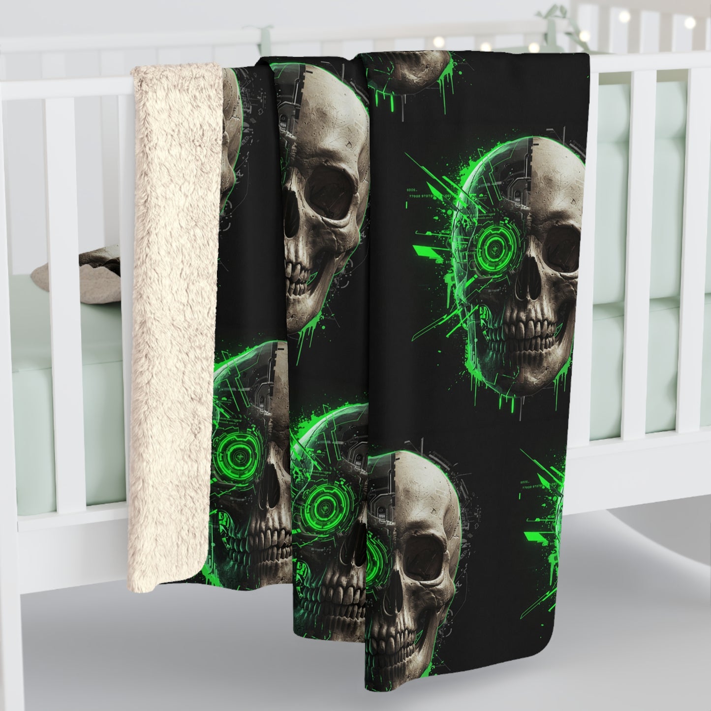 Gothic Skull Sherpa Fleece Blanket - Cozy & Edgy Home Decor