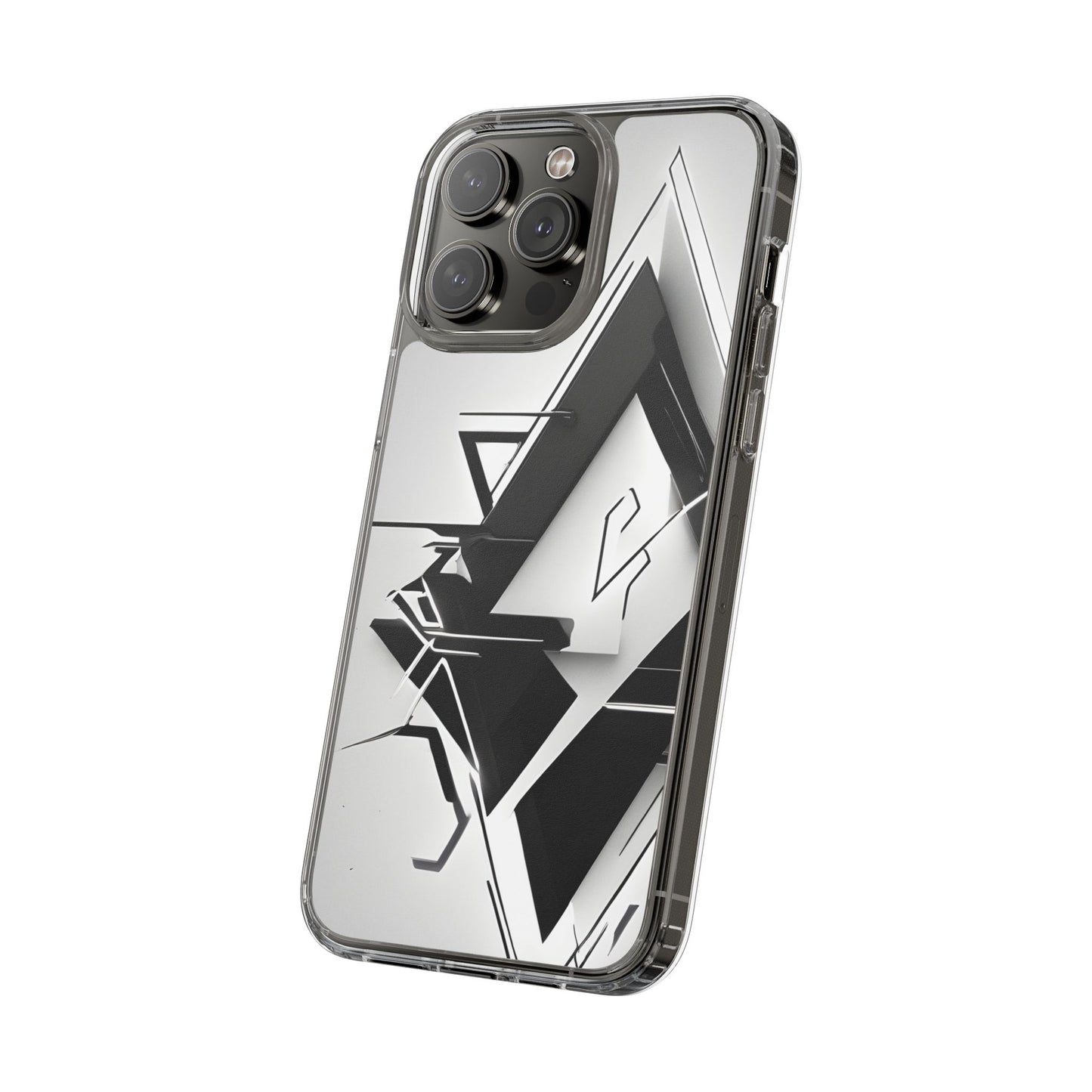 Clear Phone Case with Abstract Edgy Design Print