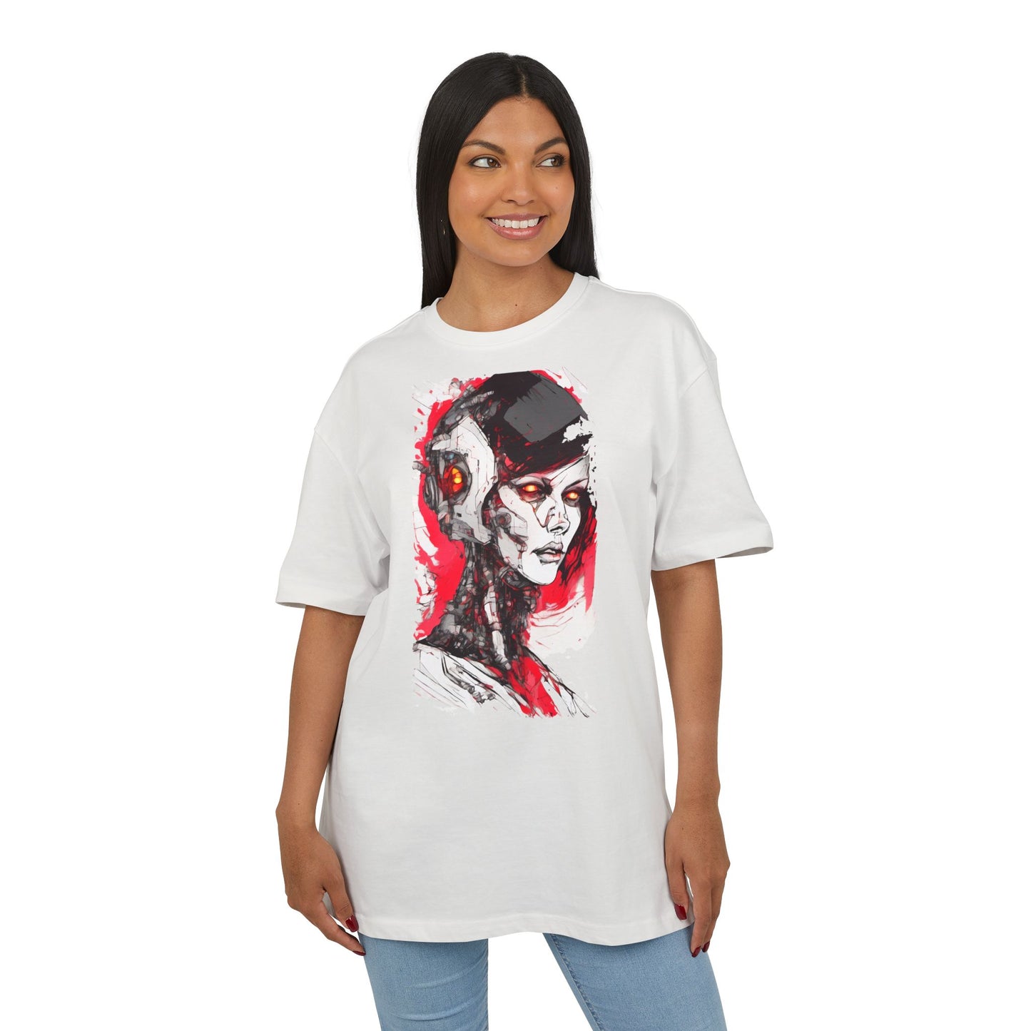Cyberpunk-Inspired Unisex Heavy Oversize Tee | Graphic Tee, Streetwear, Gift for Gamers, Unique Fashion, Modern Art Apparel