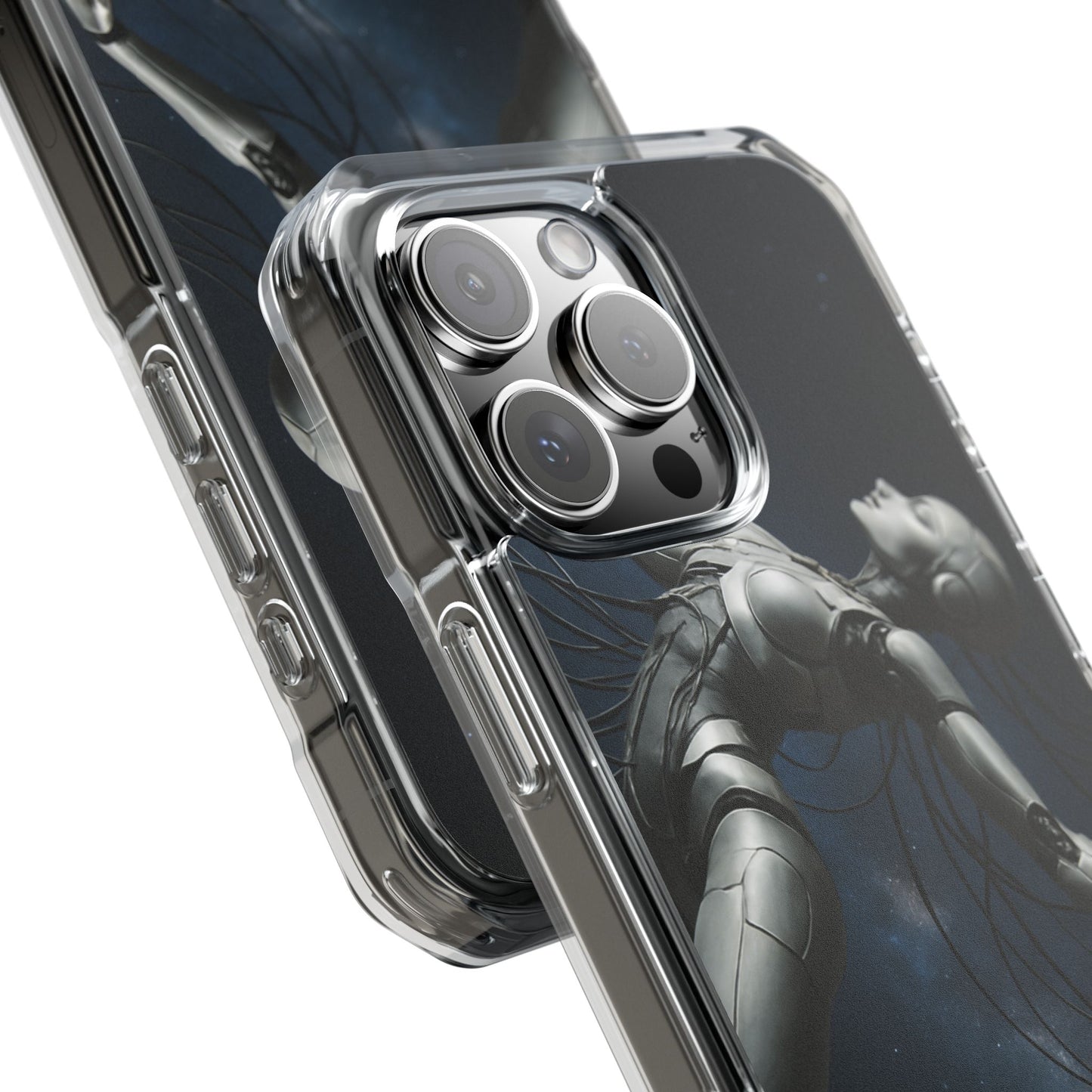 Futuristic Phone Case, Artistic Clear Impact Case for Tech Lovers, Robot Design Phone Cover, Unique Gift for Geeks, Space Theme