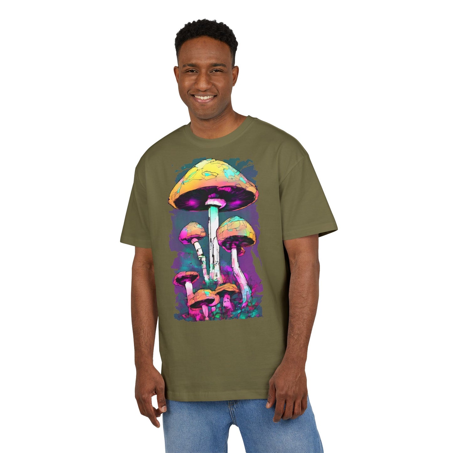 Trippy Mushroom Unisex Oversize Tee | Psychedelic Art Shirt, Retro Graphic Tee, Festival Wear, Gift for Nature Lovers, Streetwear