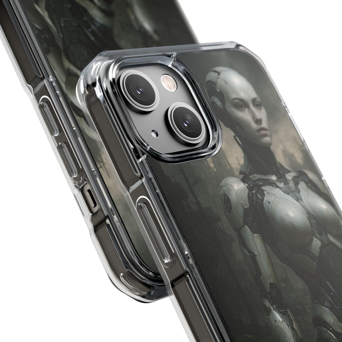 Futuristic Phone Case, Clear Impact Case with Sci-Fi Design, Smartphone Protection, Cyberpunk Aesthetic, Gift for Tech Lovers