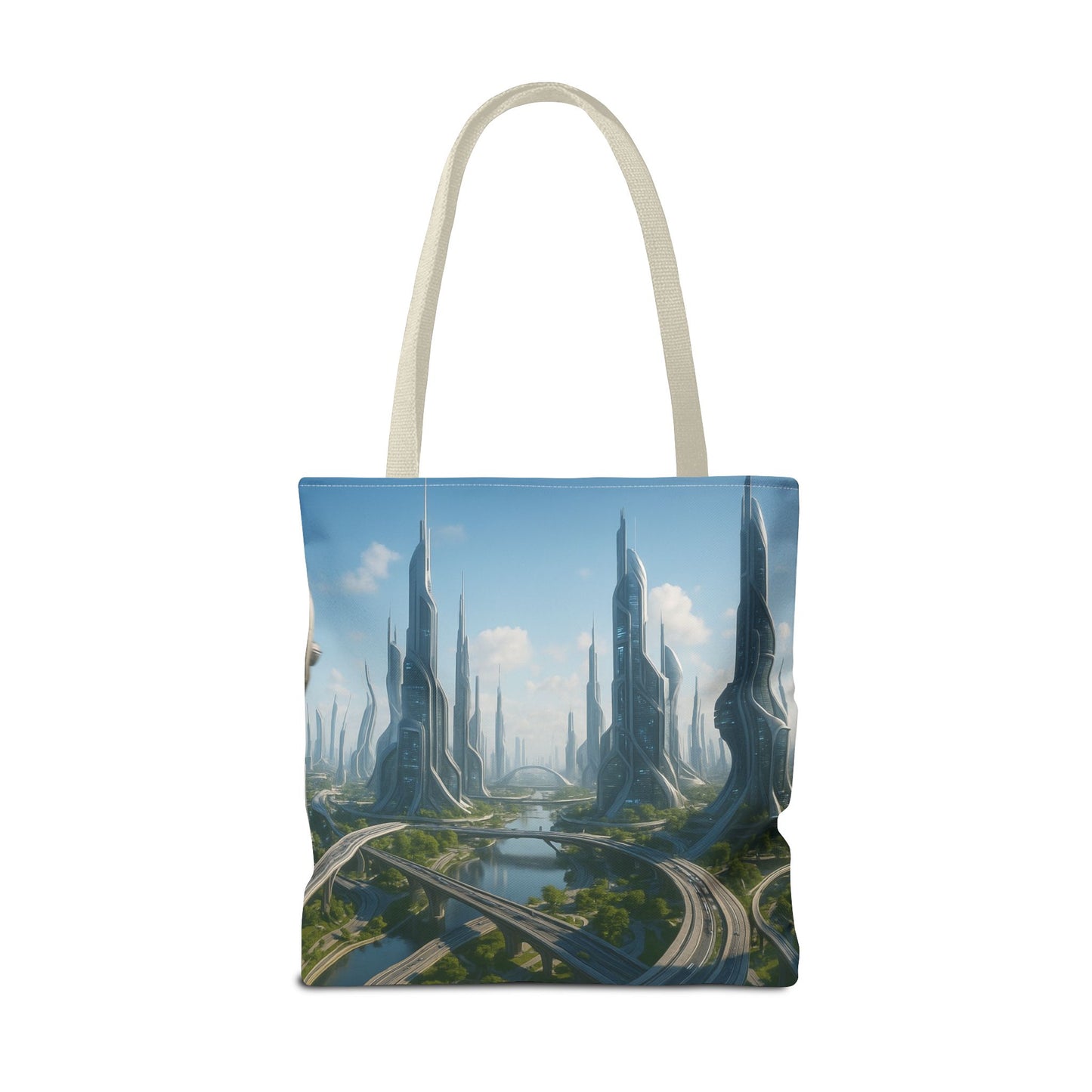 Futuristic Cityscape Tote Bag, Eco-Friendly Bag, Art Print Tote, Unique Shoulder Bag, Travel Tote, Stylish Shopping Bag, Gift for Her