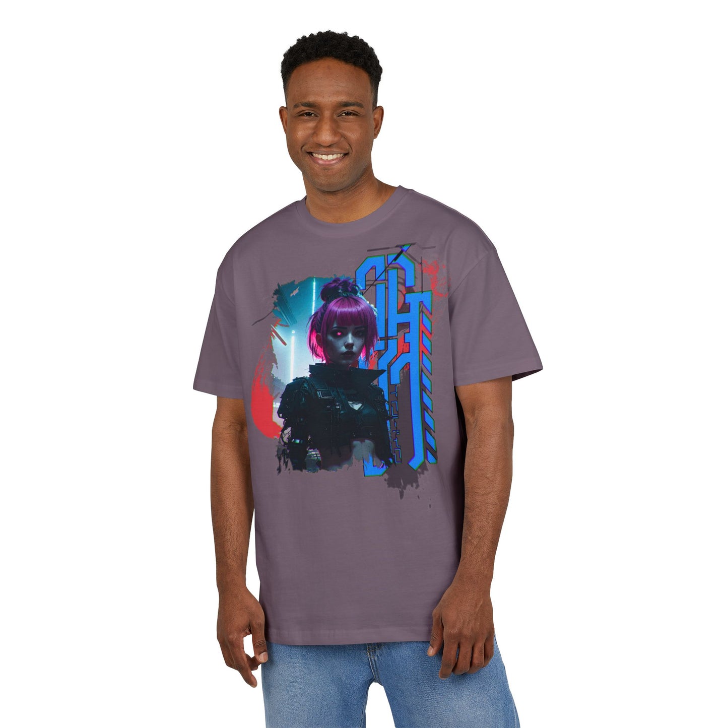 Cyberpunk Aesthetic Unisex Heavy Tee, Streetwear Style Shirt for Teens, Graphic Tee for Gaming, Cozy Casual Wear, Gift for Sci-Fi Lovers