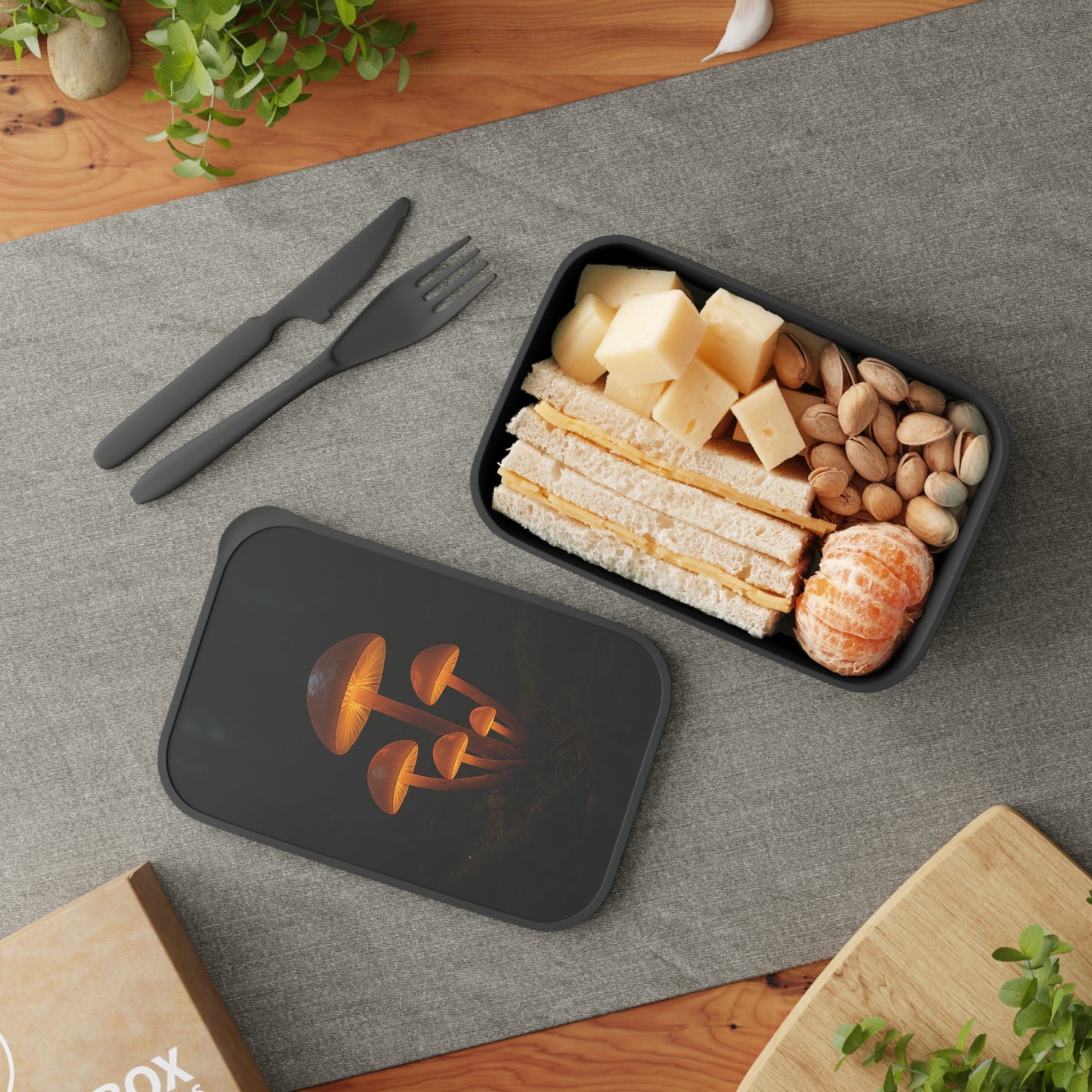 Glowing Mushroom Bento Box, Eco-Friendly Lunch Container, Food Storage, Gift for Nature Lovers, Picnic Essential