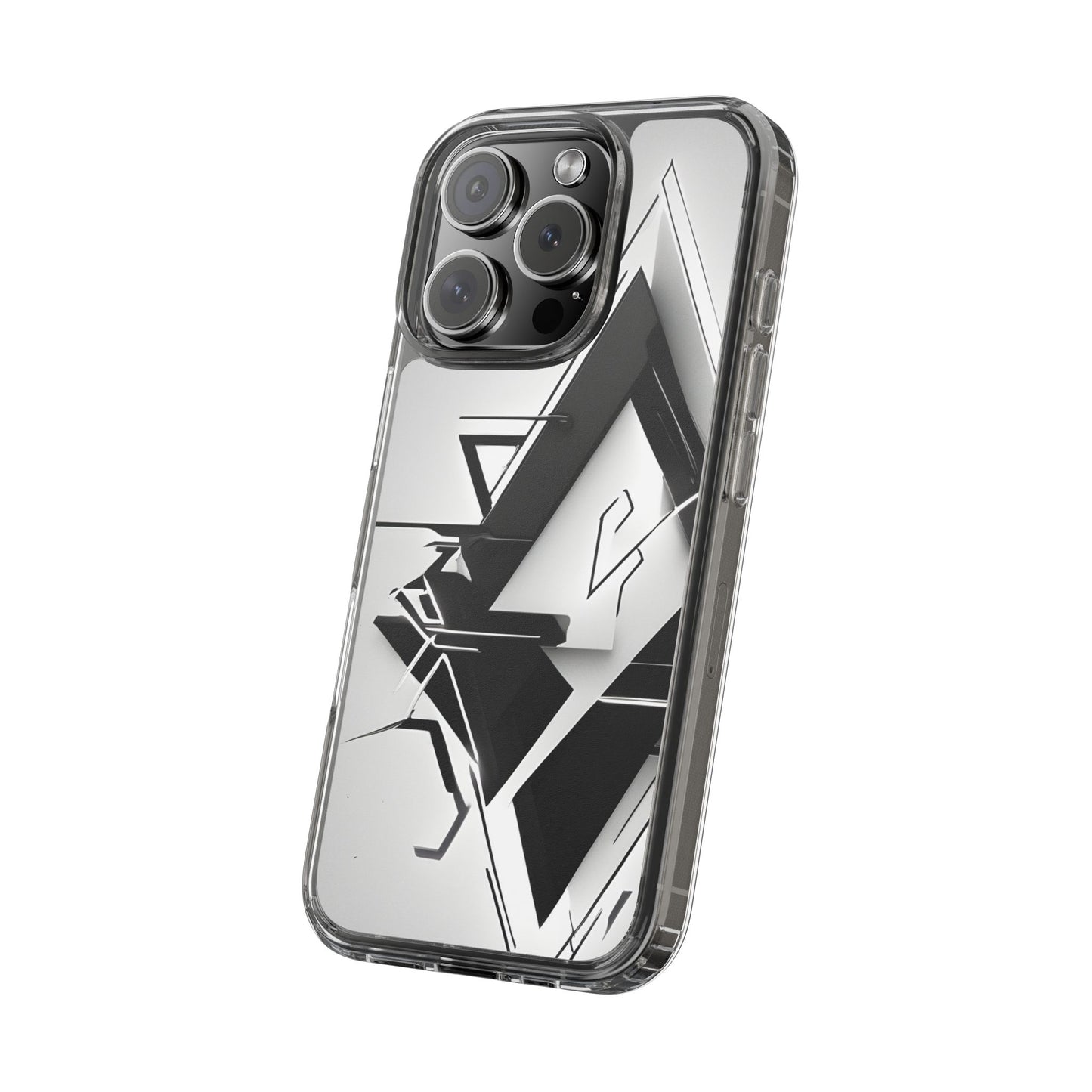 Clear Phone Case with Abstract Edgy Design Print