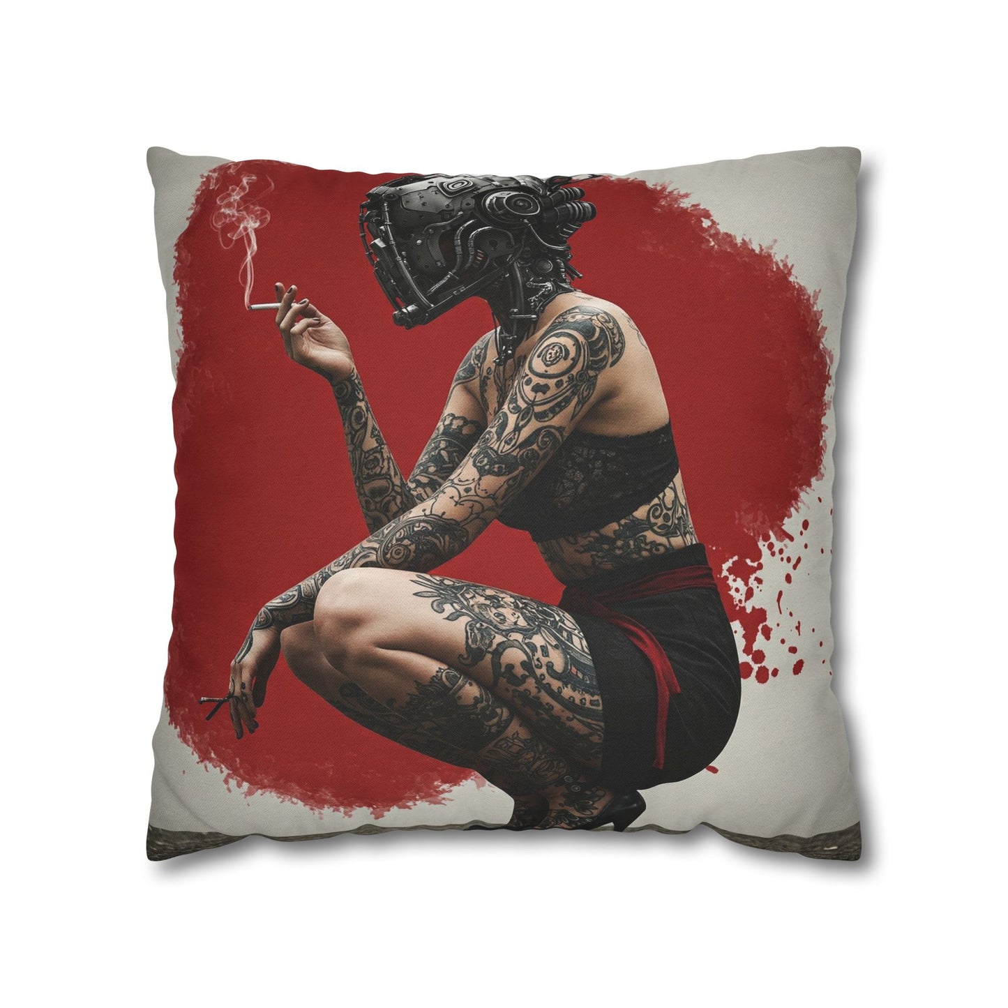 Edgy Tattoo Art Pillowcase | Boho Decor, Home Accent, Gift for Her, Trendy Cushion, Festival Style
