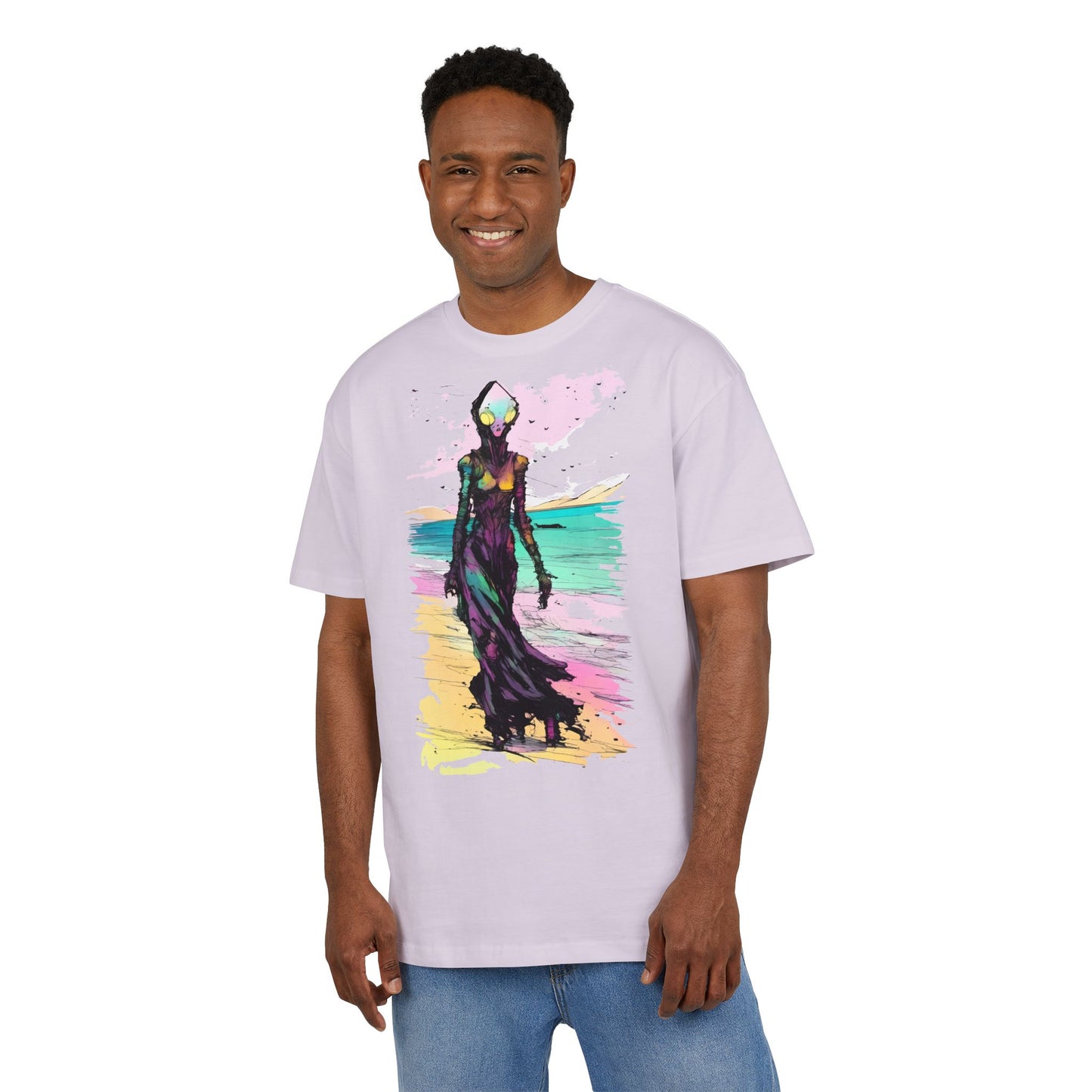 Beach Vibes Oversize Tee - Artistic Graphic Tee, Summer Style, Unisex T-Shirt, Boho Fashion, Casual Wear