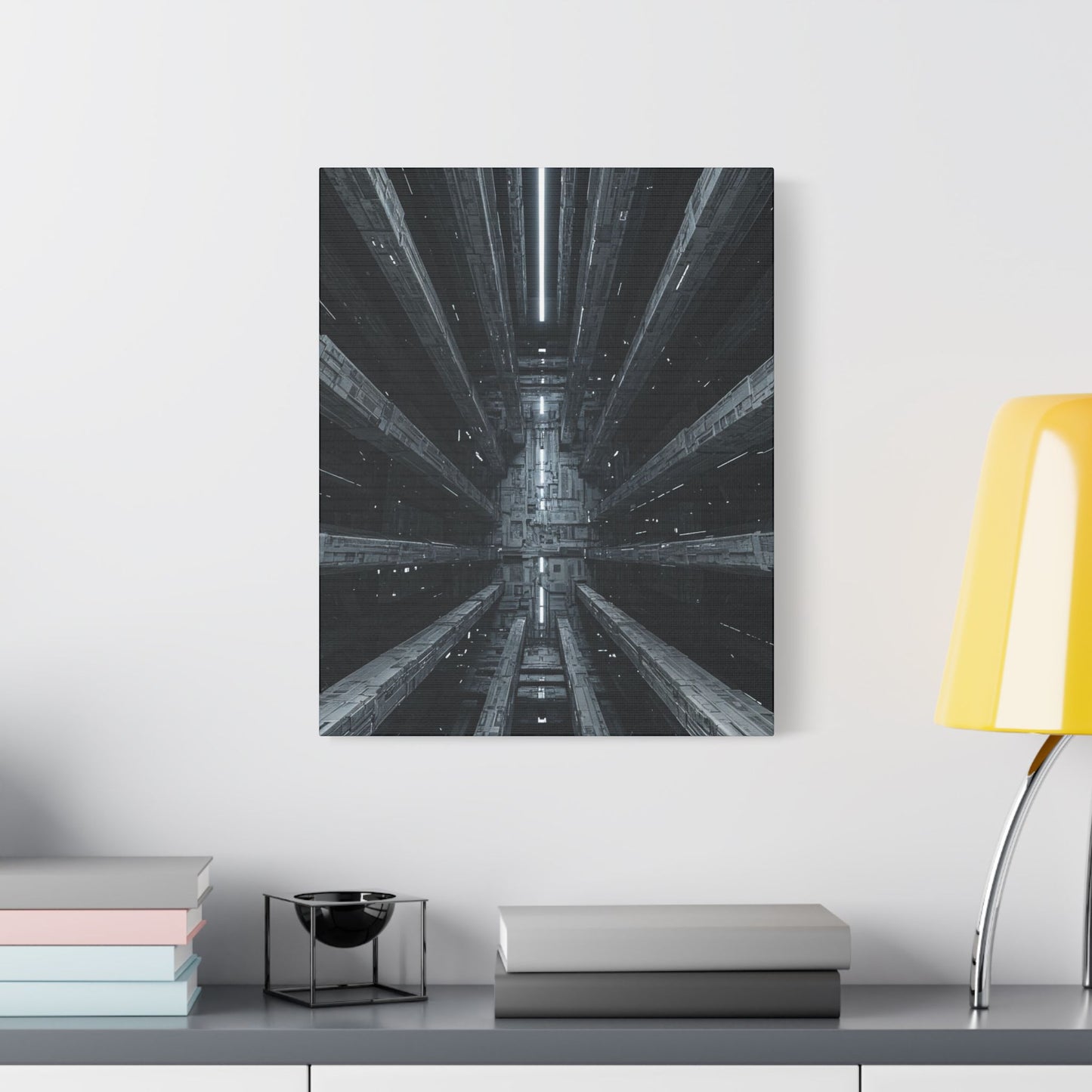 Futuristic Stretched Canvas Art, Modern Wall Decor, Sci-Fi Artwork, Perfect for Home or Office, Unique Gift Idea, Abstract Design