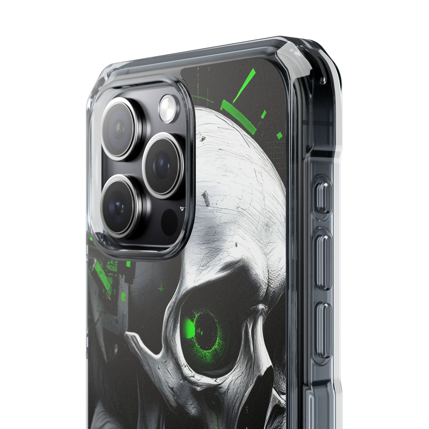 Edgy Skull Phone Case - Magnetic Clear Impact Cases, Unique Phone Cover, Goth Accessory, Halloween Gift, Stylish Tech Protection