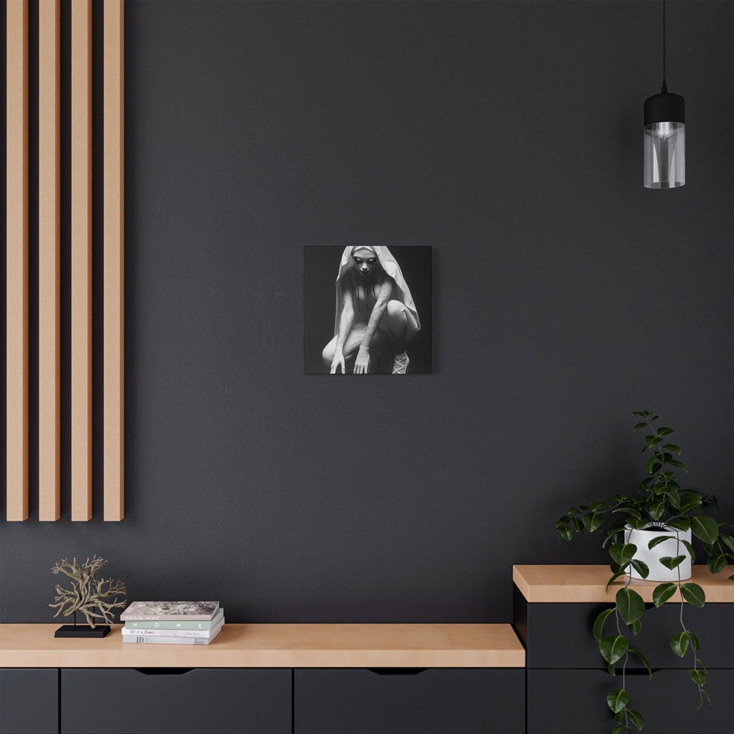 Gothic Art Print, Horror Decor, Canvas Wall Art, Home Aesthetic, Unique Gift, Modern Black and White Art