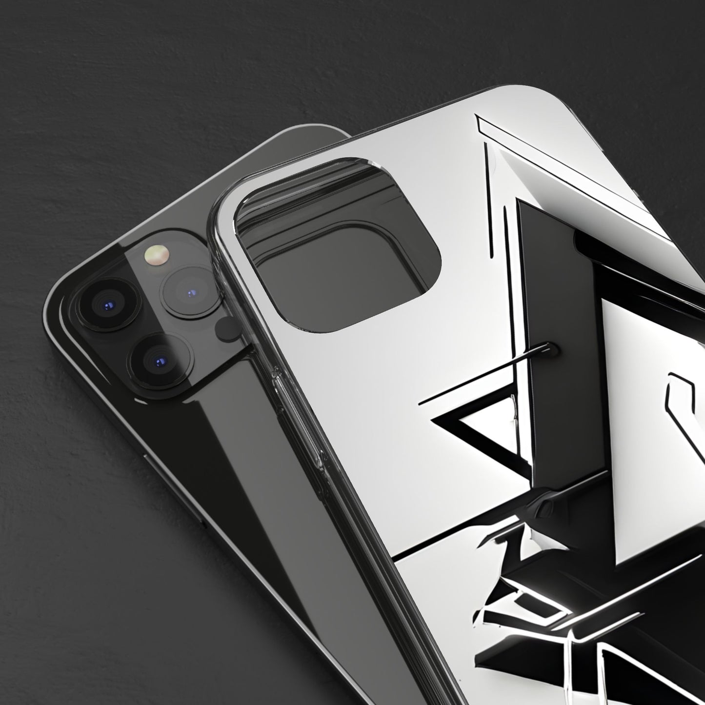 Clear Phone Case with Abstract Edgy Design Print