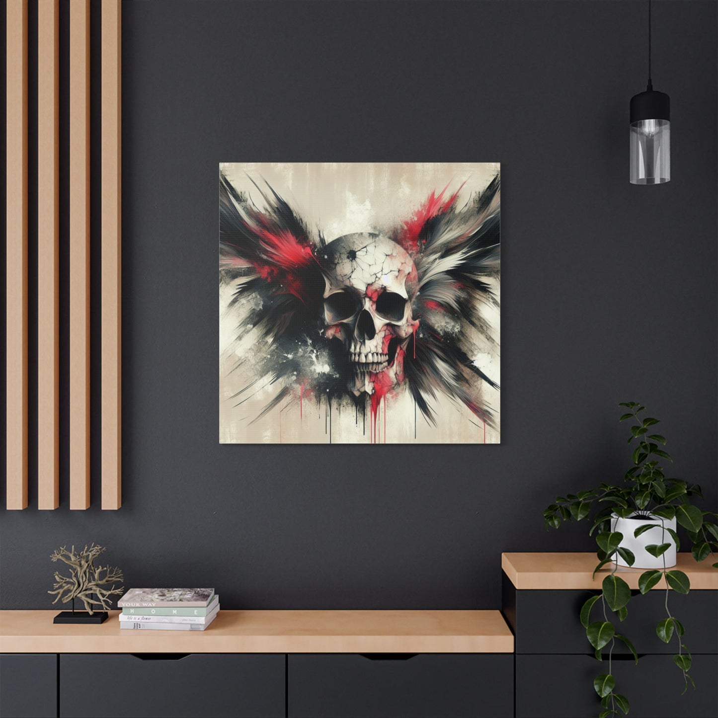 Gothic Skull Wall Art, Dark Art Canvas, Edgy Home Decor, Unique Gift for Halloween, Metalhead Wall Piece