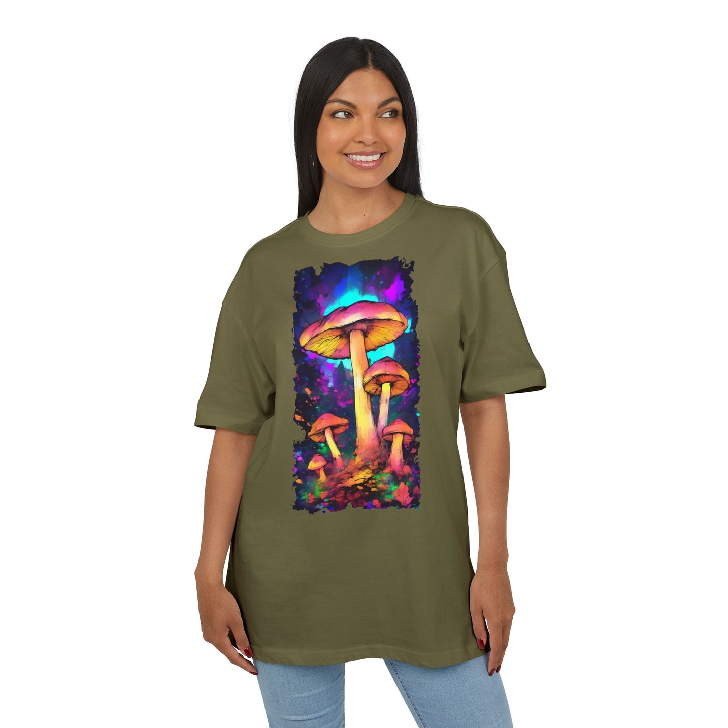 Psychedelic Mushroom Oversize Tee, Unisex Graphic Tee, Casual Summer Shirt, Gift for Nature Lovers, Festival Fashion