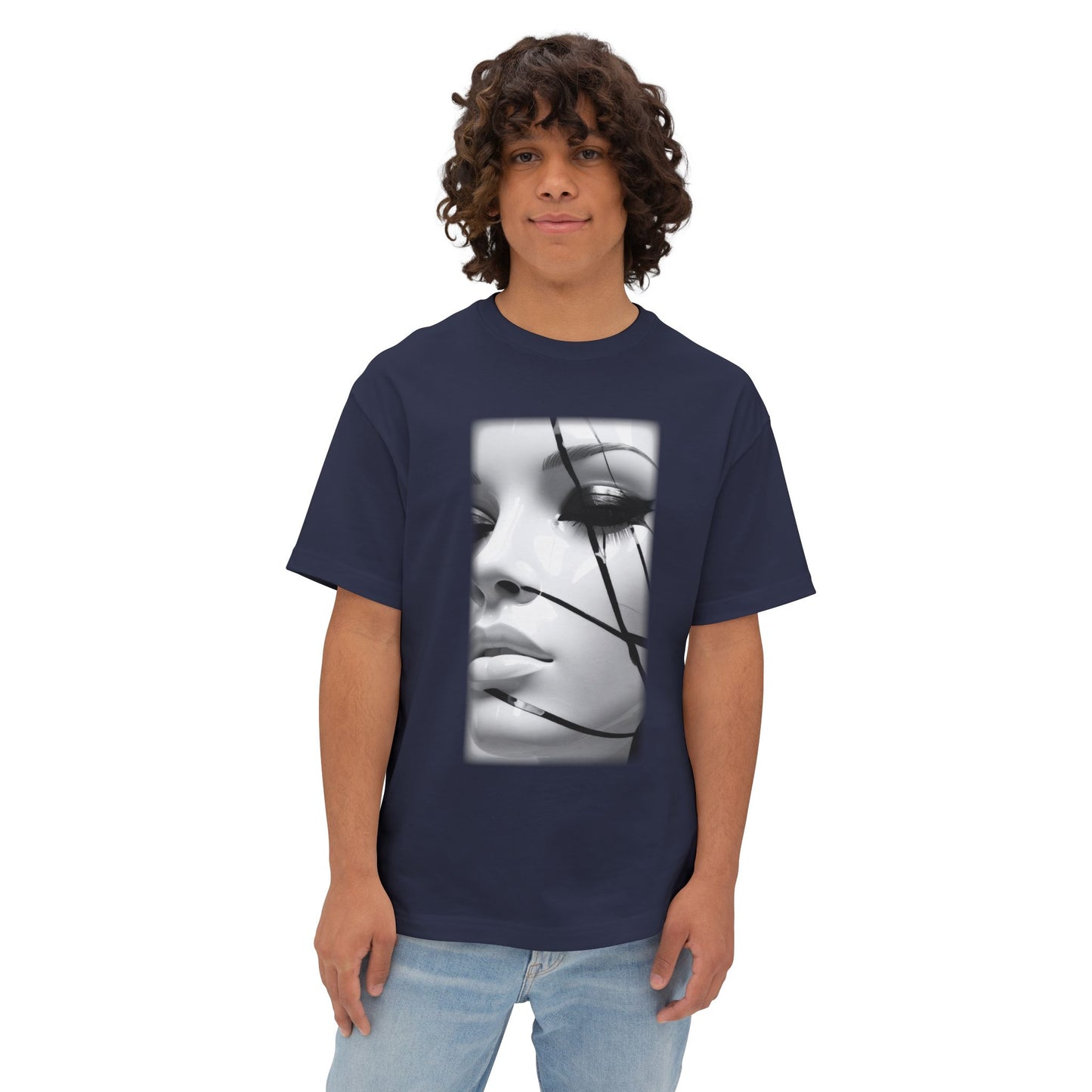 Chic Oversized Graphic Tee with Striking Design, Streetwear, Casual Style, Fashion Statement, Gift for Art Lovers
