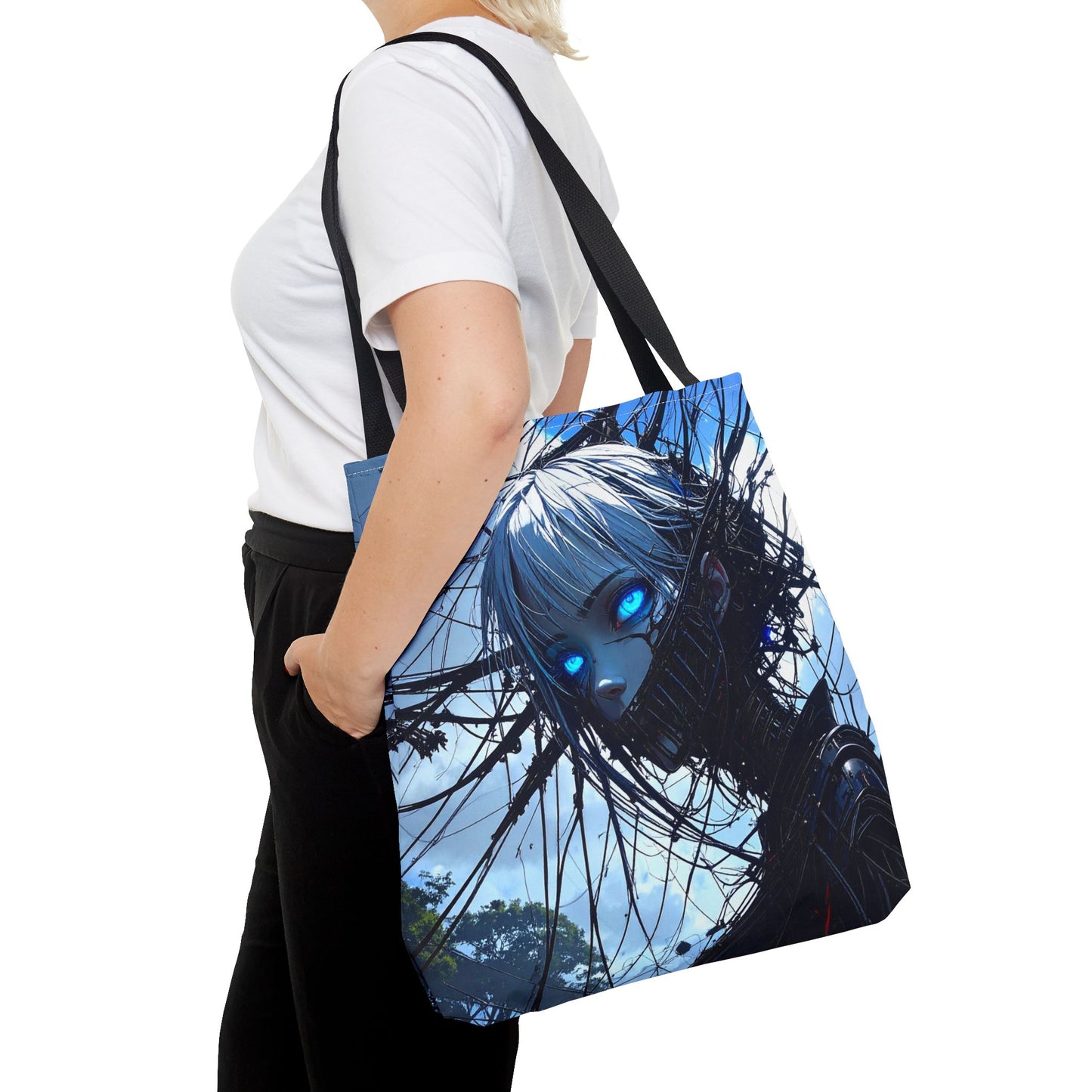 Futuristic Anime Tote Bag, Stylish Carry-All, Art Lover Gift, Unique Graphic Design Tote, Everyday Use Bag, Perfect for Shopping