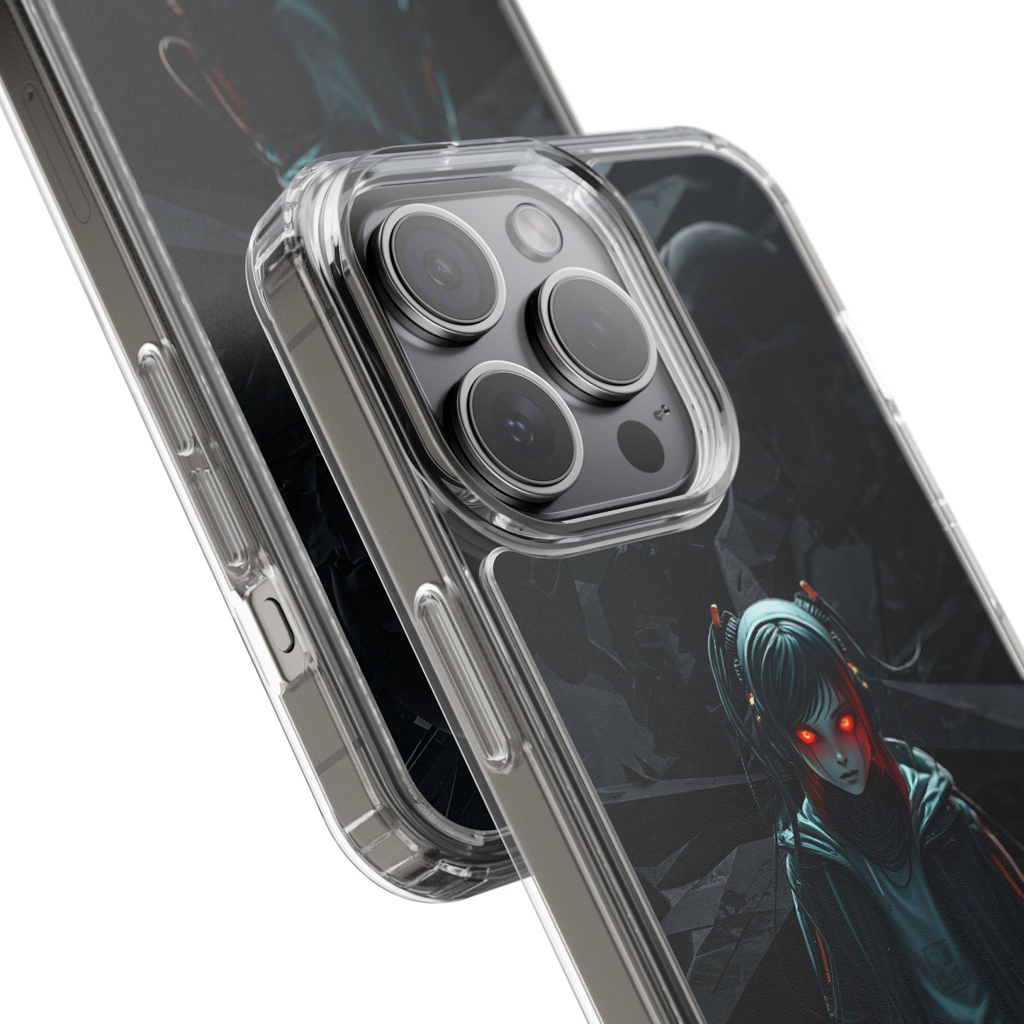 Futuristic Clear Phone Case with Cyberpunk Design - Edgy and Stylish