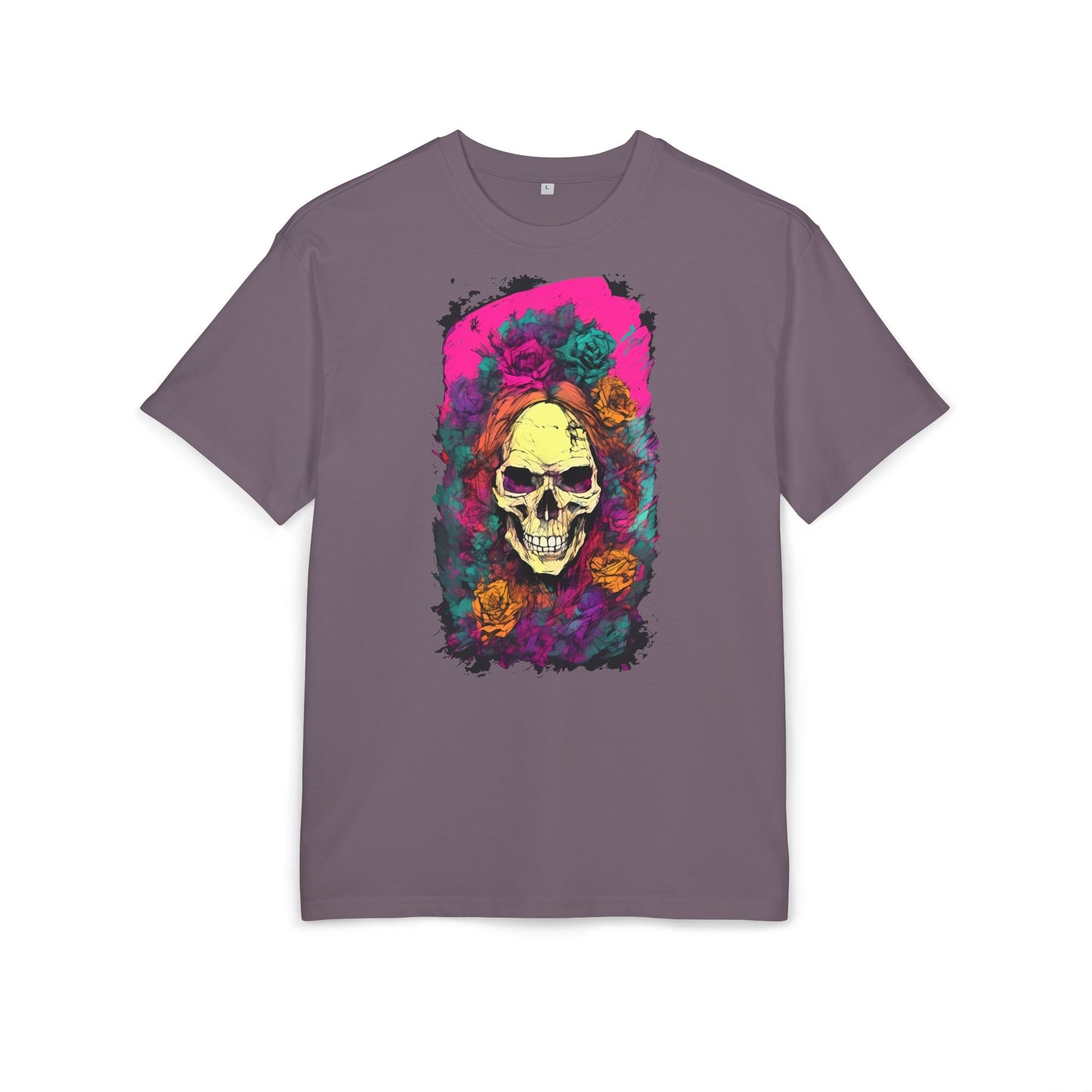 Skull Floral Oversize Tee - Graphic T-Shirt for Halloween, Festival Wear, Unisex Casual, Unique Gift