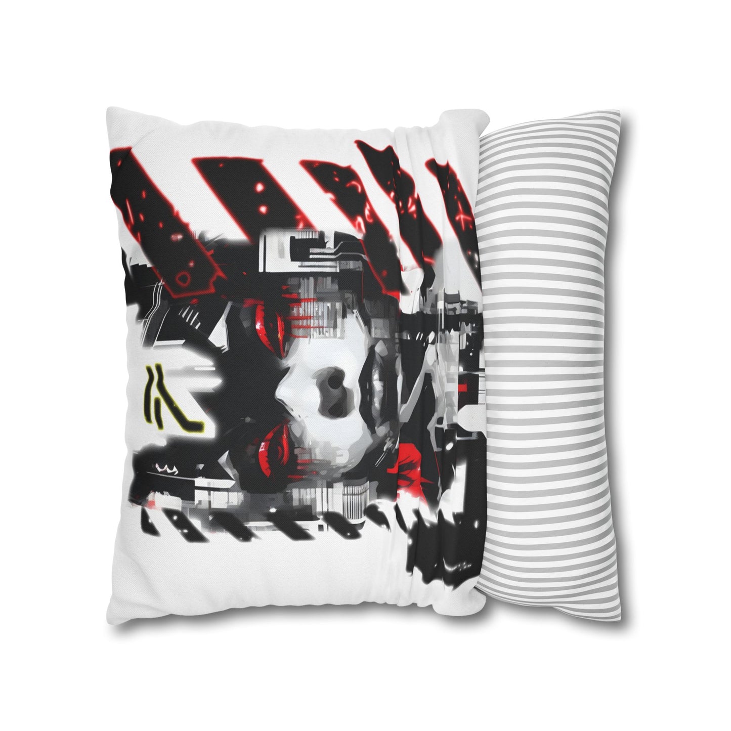 Bold Graphic Pillowcase, Unique Decorative Cushion Cover for Modern Home, Cyberpunk Art Decor, Gift for Art Lovers, Stylish Throw Pillow