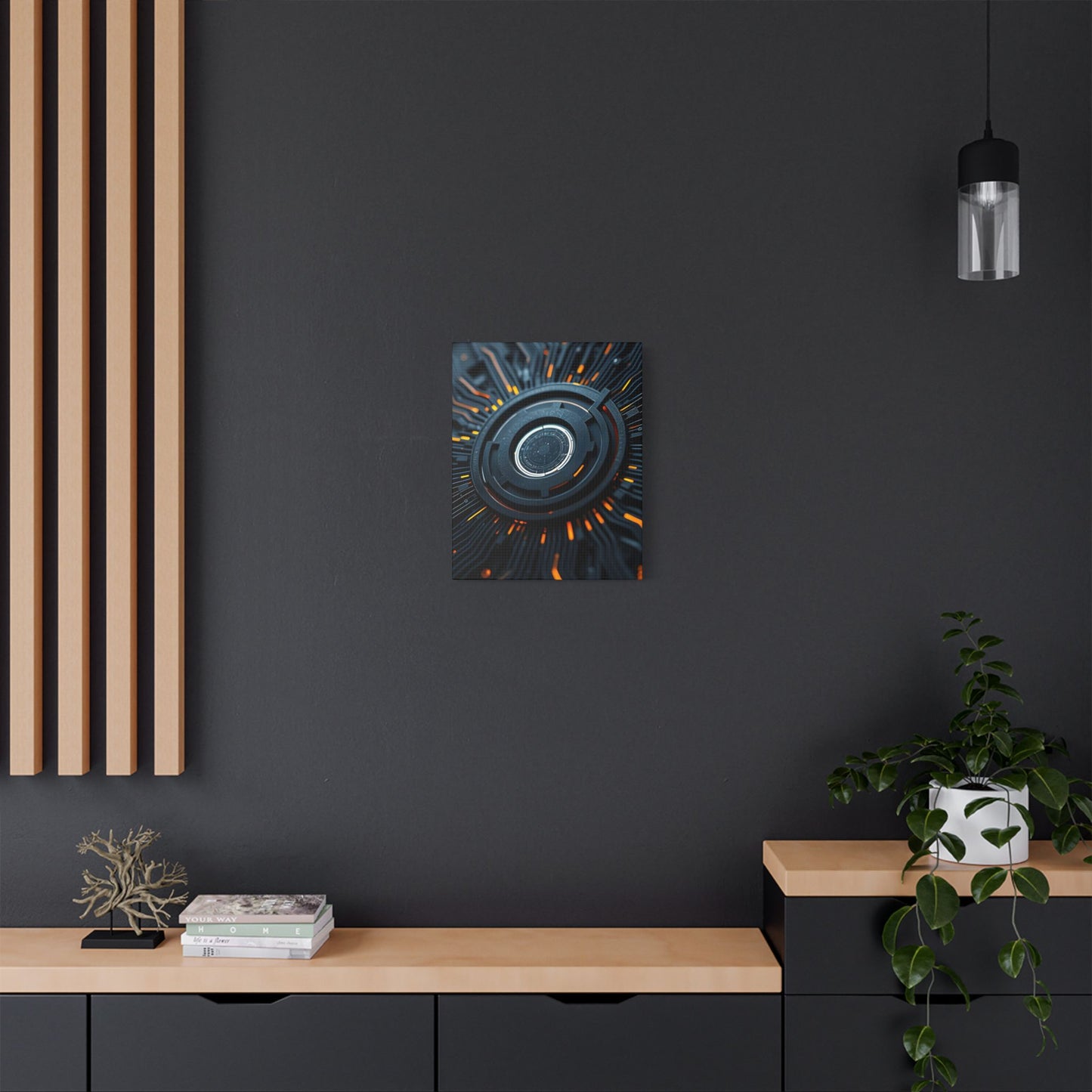 Futuristic Satin Canvas Wall Art, Modern Home Decor, Tech-Inspired Art Print, Unique Gift Idea, Abstract Wall Decoration, Cyberpunk Art