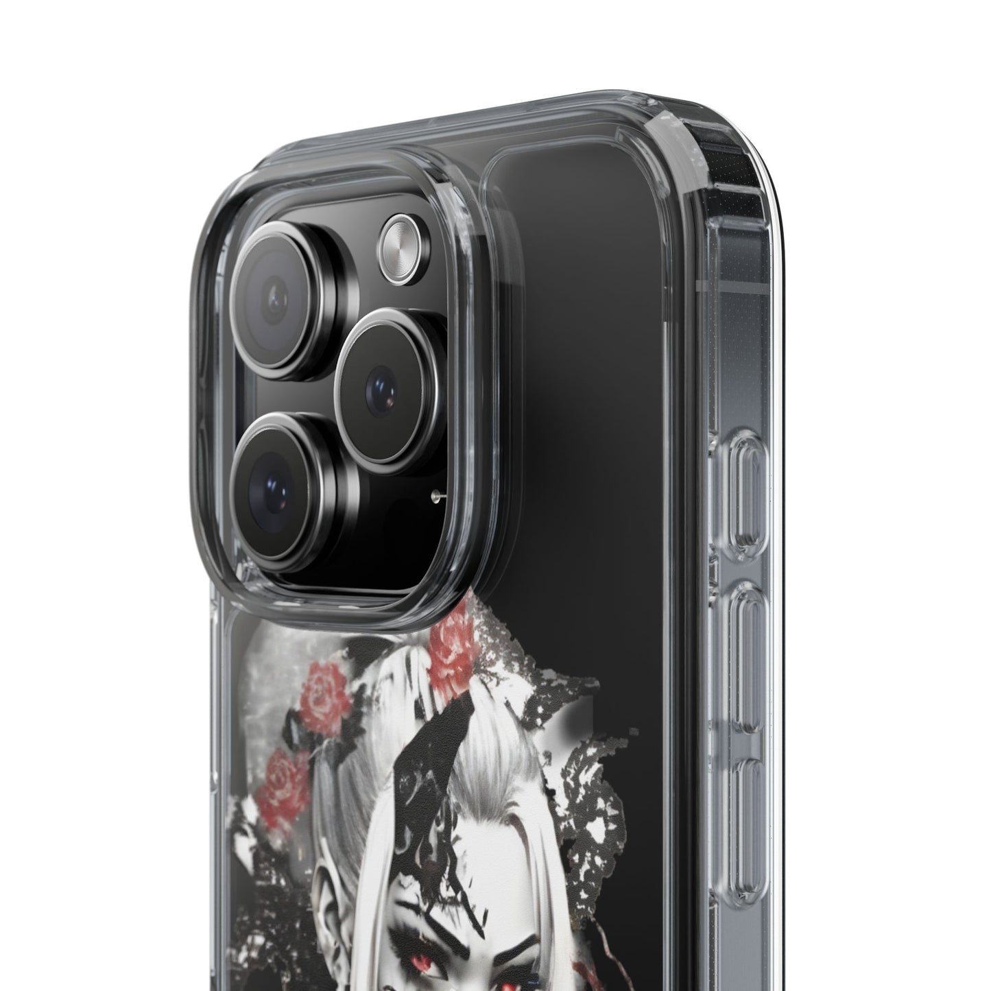 Artistic Clear Phone Case with Floral Design