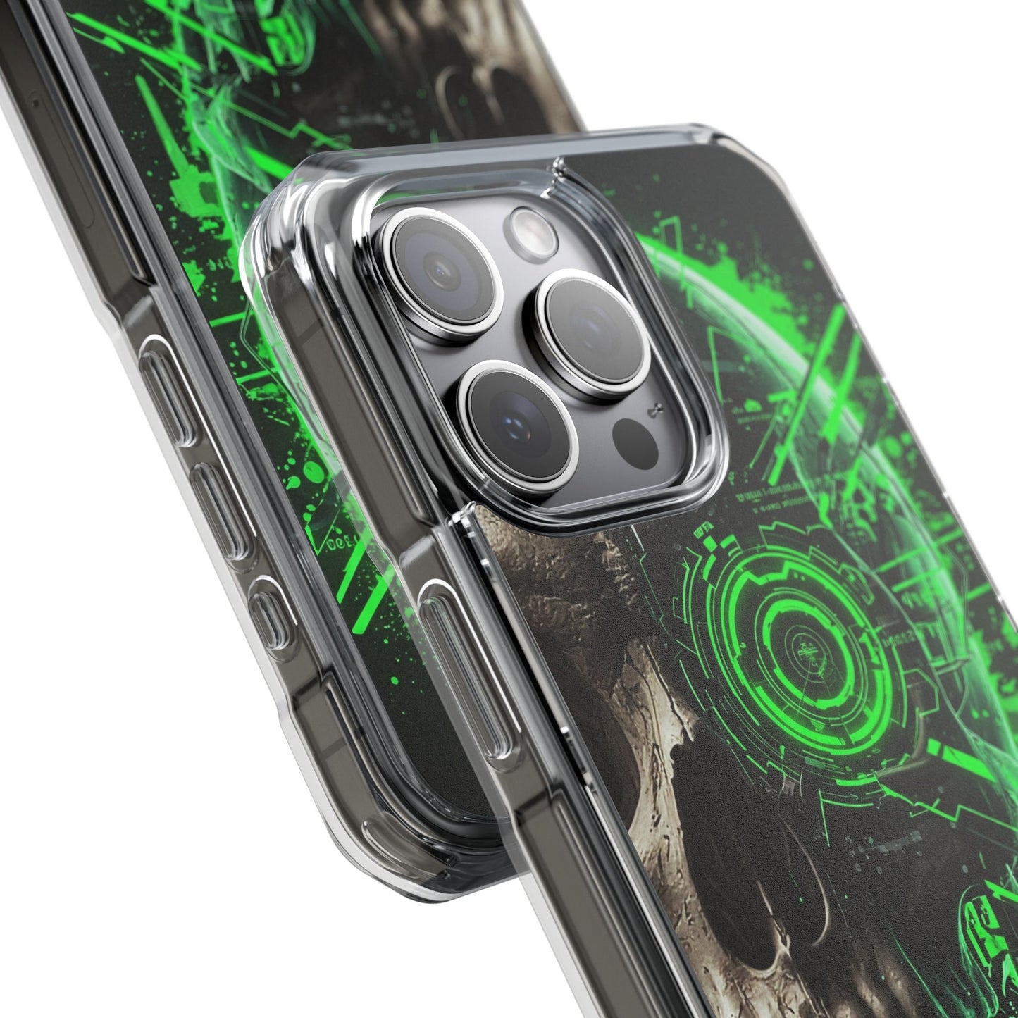 Skull Graphic Phone Case - Magnetic Clear Impact Cases, Skull Design, Unique Phone Protection, Edgy Gift for Tech Lovers
