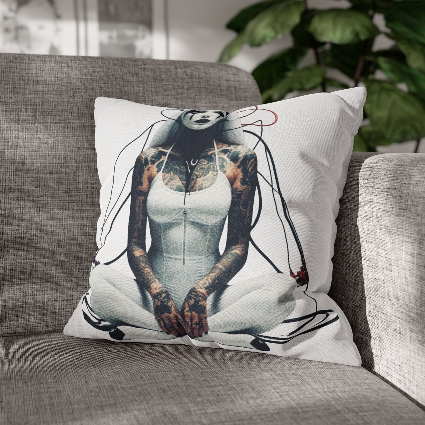 Unique Artistic Pillowcase with Futuristic Design, Decorative Cushion Cover for Home Decor, Gift for Art Lovers, Cozy Living Room Accessory