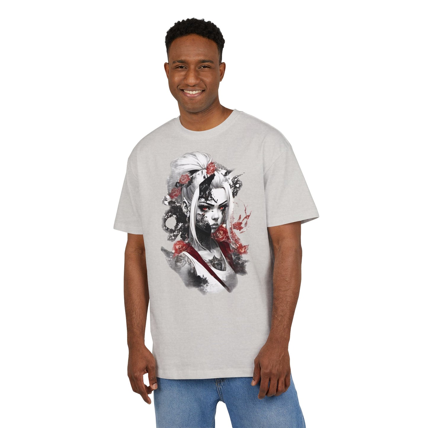 Artistic Unisex Heavy Oversize Tee - Bold Floral Graphics