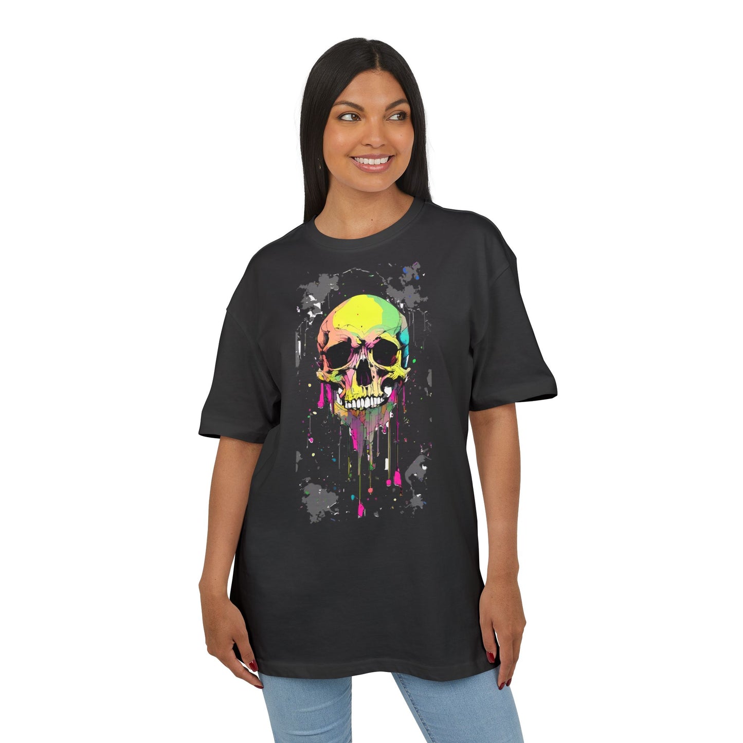 Colorful Skull Oversized Tee - Edgy Graphic Shirt for Casual Wear, Street Style, Gifts, etc.