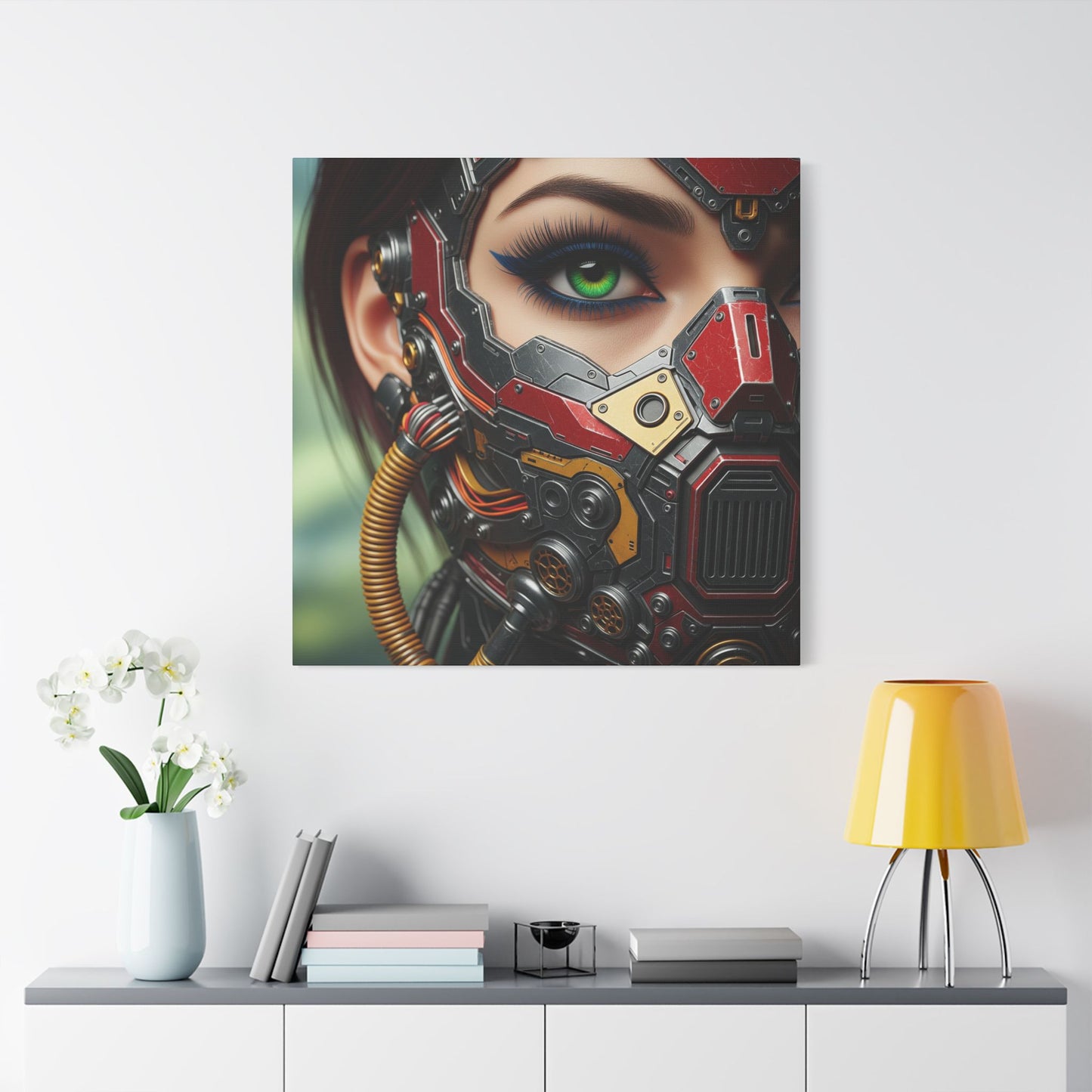 Stretched Canvas Art Print, Futuristic Wall Decor, Cyberpunk Artwork, Modern Home Decor, Unique Gift for Tech Lovers