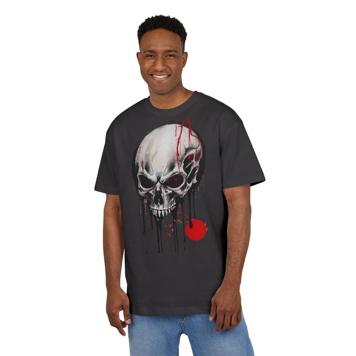 Gothic Skull Oversized Tee - Trendy Streetwear for Music Lovers, Grunge Style, Halloween Costume, Alternative Fashion, Graphic Tee