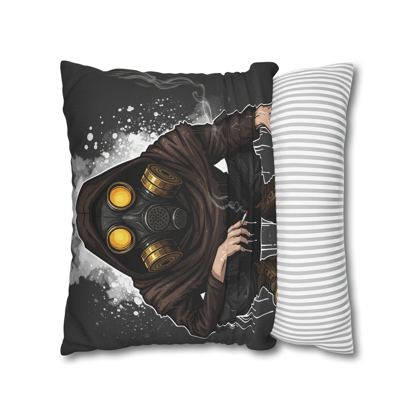 Gothic Gas Mask Pillowcase - Unique Home Decor, Edgy Throw Pillow, Gifts for Sci-Fi Fans, Alternative Room Style, Men’s Bedroom Decor