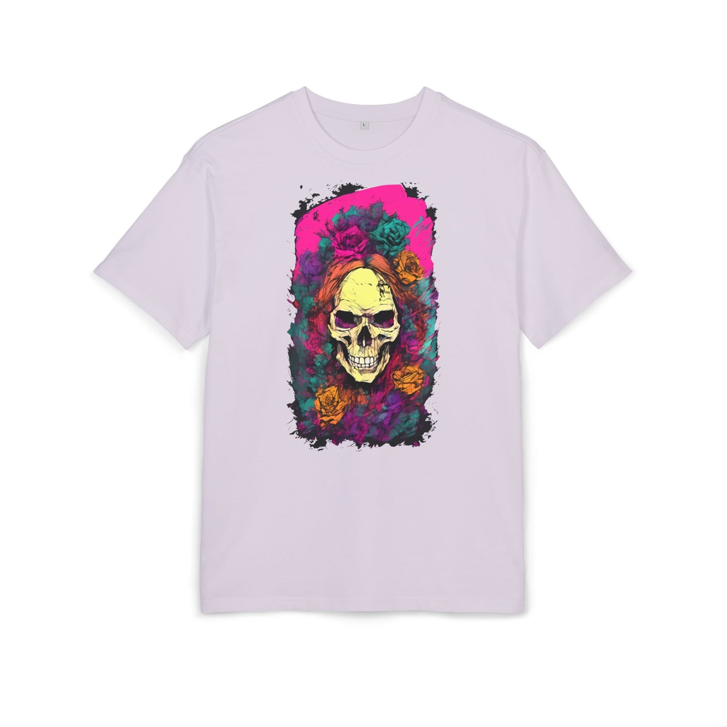 Skull Floral Oversize Tee - Graphic T-Shirt for Halloween, Festival Wear, Unisex Casual, Unique Gift