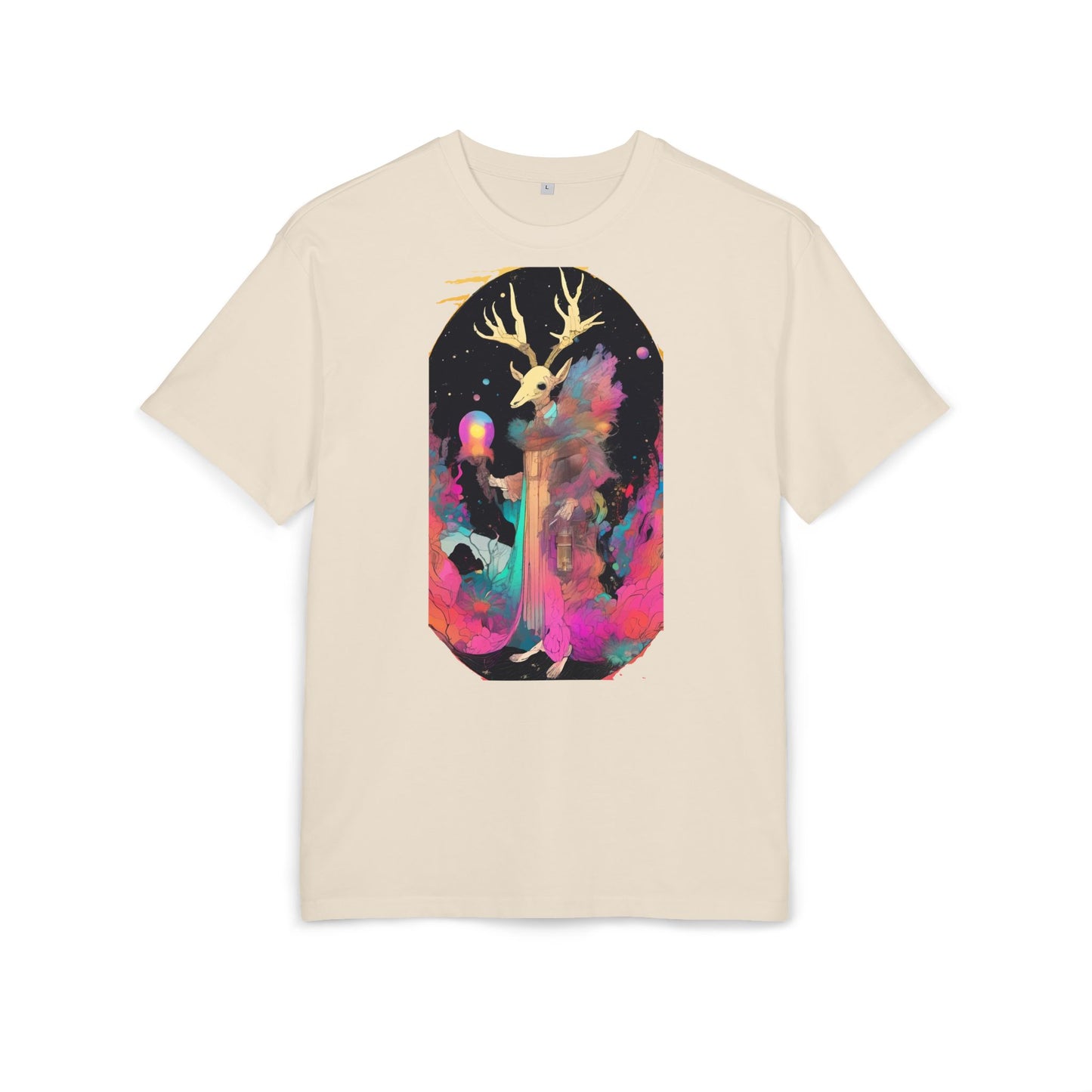 Cosmic Stag Unisex Oversize Tee | Bohemian Vibe T-Shirt, Fantasy Apparel, Unique Gift, Art-Inspired Fashion, Summer Style