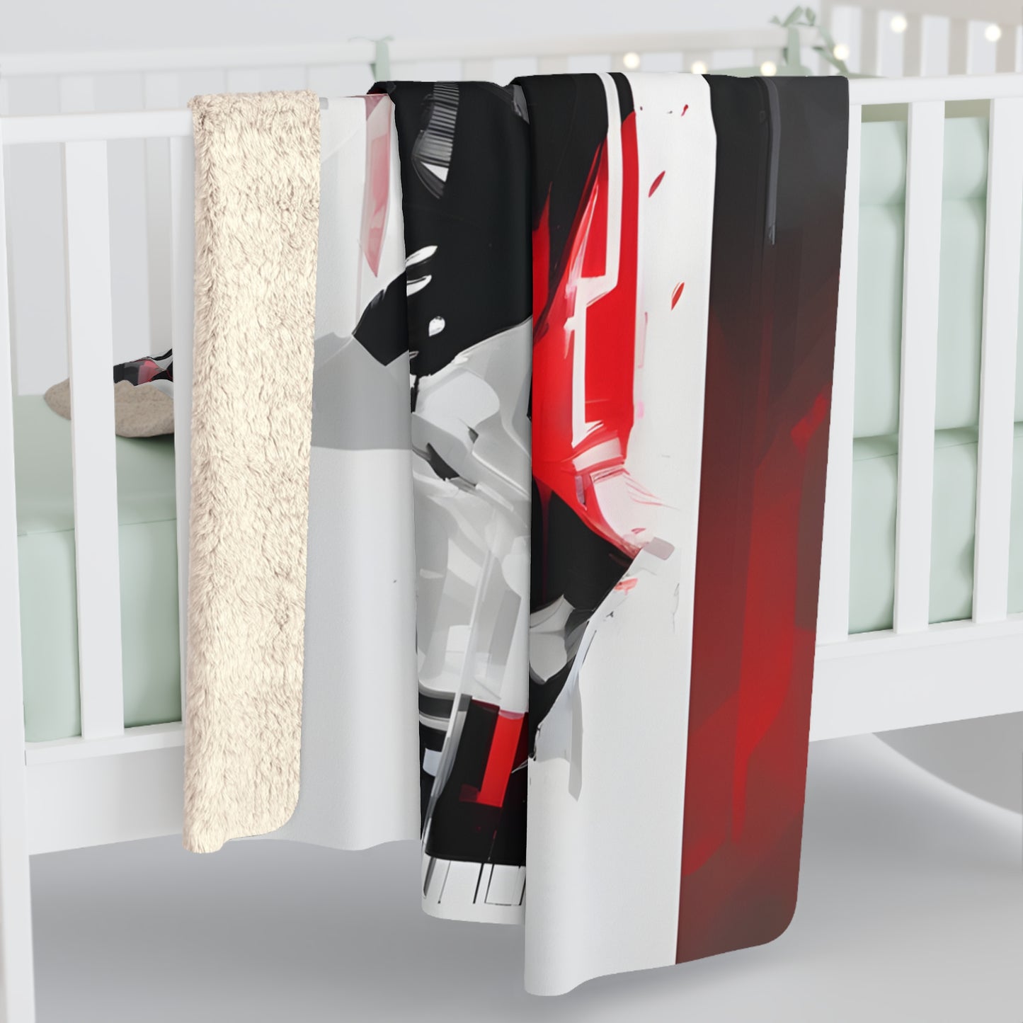 Edgy Graphic Sherpa Fleece Blanket - Cozy Modern Art Throw for Home Décor