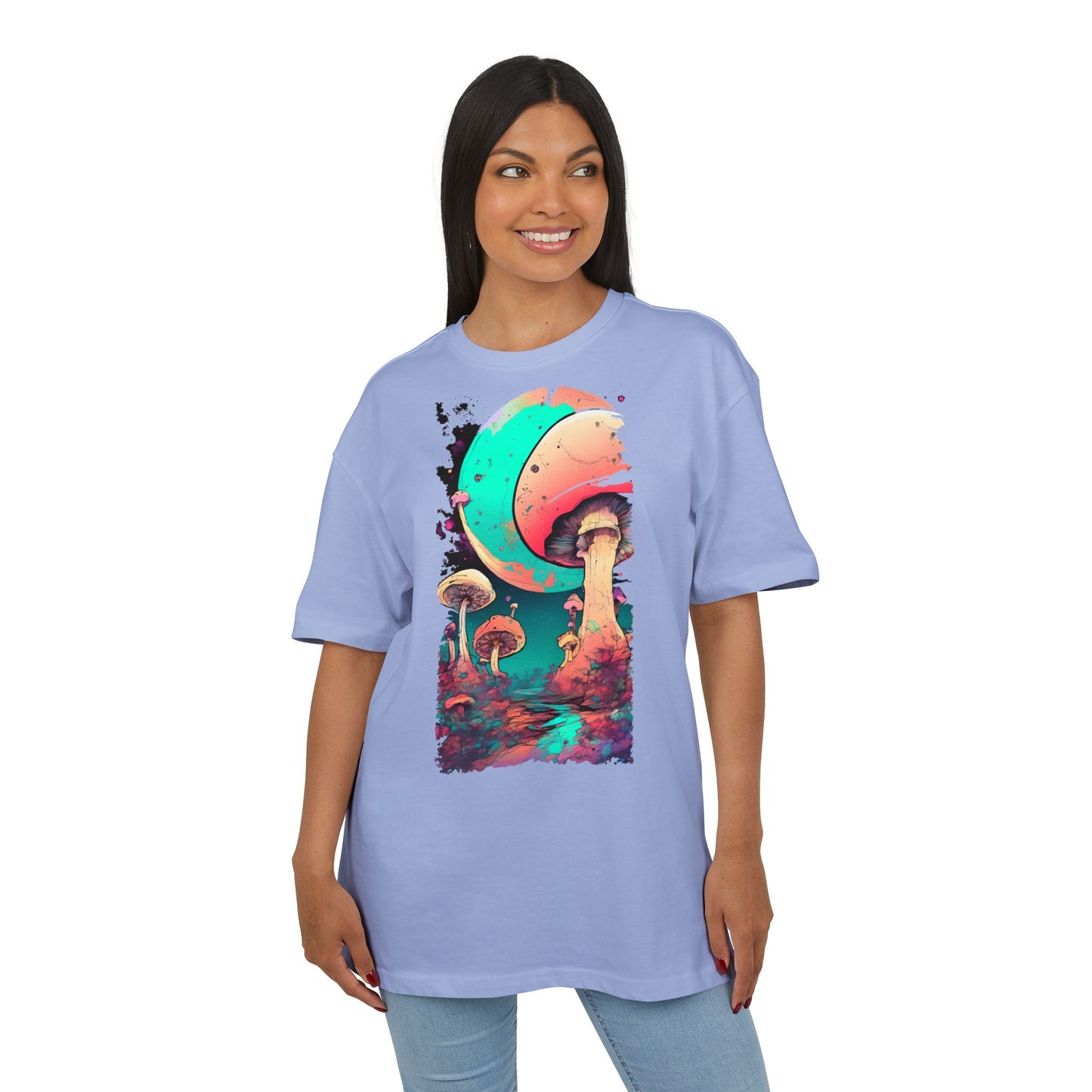 Cosmic Mushroom Graphic Tee, Unisex Oversized Shirt, Boho Vibe Top, Festival Wear, Unique Gift for Nature Lovers, Relaxed Fit Shirt