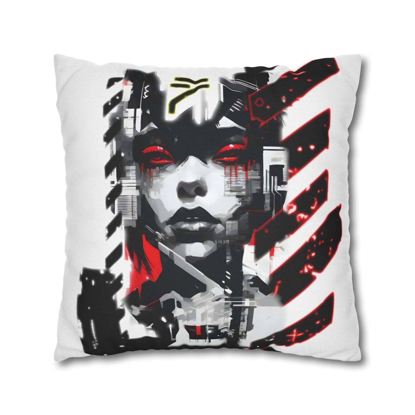 Bold Graphic Pillowcase, Unique Decorative Cushion Cover for Modern Home, Cyberpunk Art Decor, Gift for Art Lovers, Stylish Throw Pillow