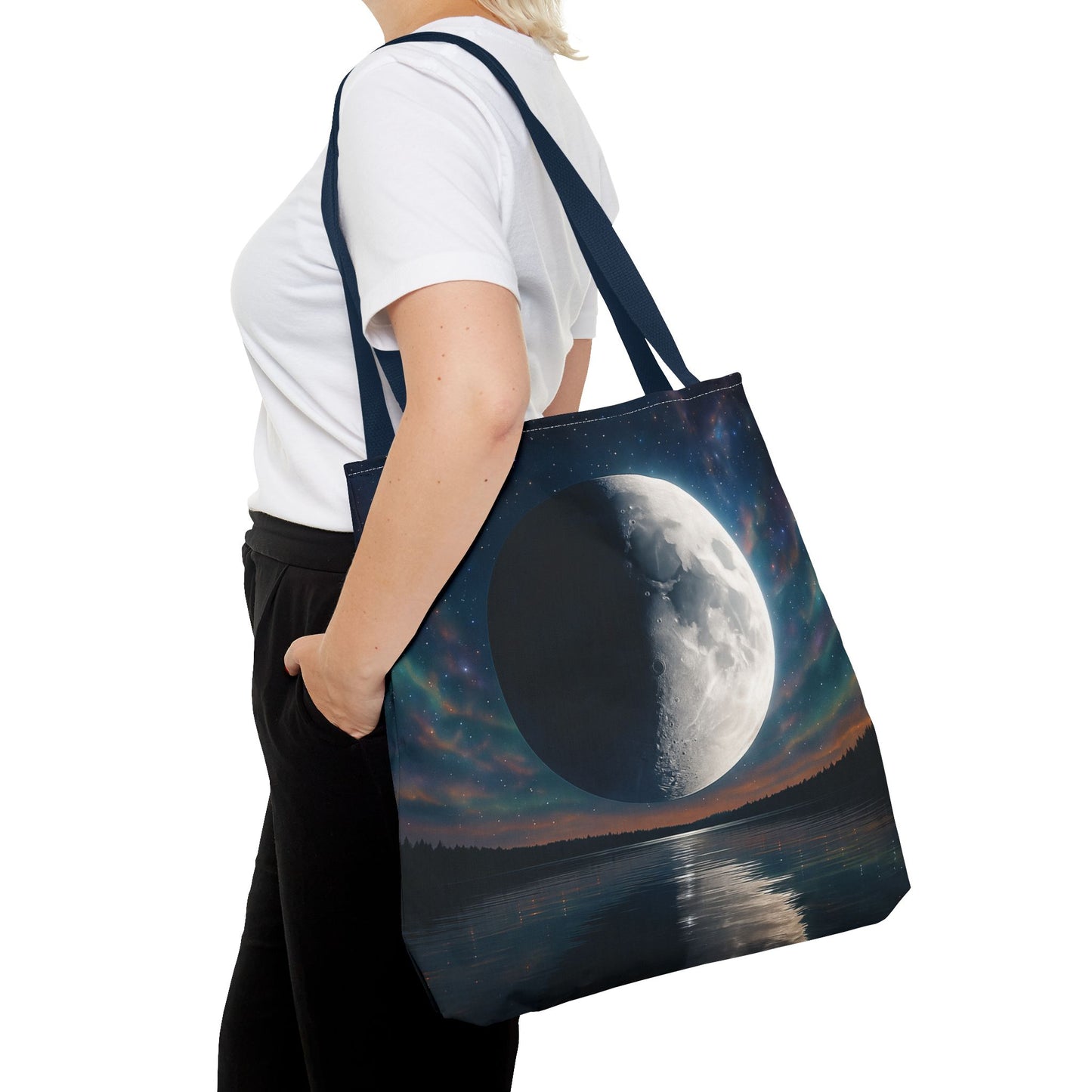 Lunar Dreams Tote Bag, Cosmic Canvas Bag, Astrology Gift, Celestial Purse, Boho Moon Tote, Night Sky Shopping Bag