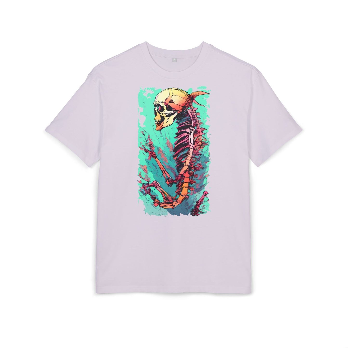 Colorful Skeleton Art Unisex Heavy Oversize Tee | Graphic Tee, Skeleton Shirt, Artsy Gift, Halloween Apparel, Trendy Streetwear