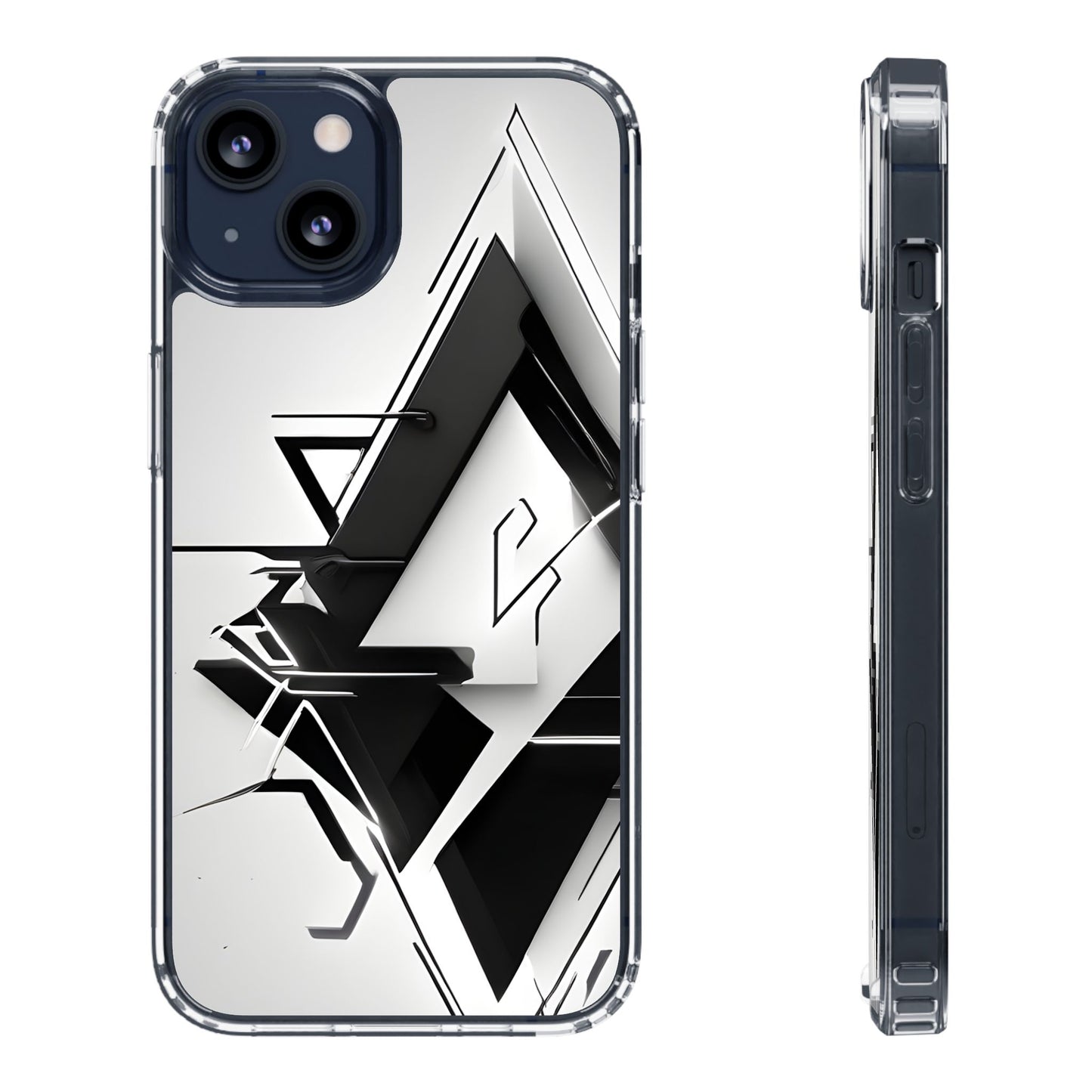 Clear Phone Case with Abstract Edgy Design Print