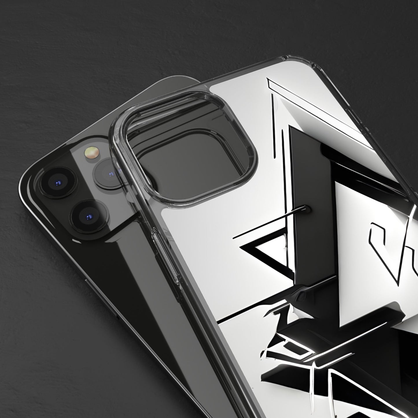 Clear Phone Case with Abstract Edgy Design Print